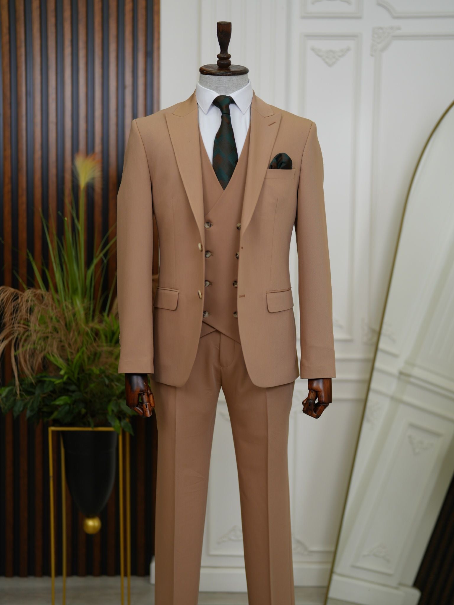 Bojoni Volterra Tan  Slim Fit Suit