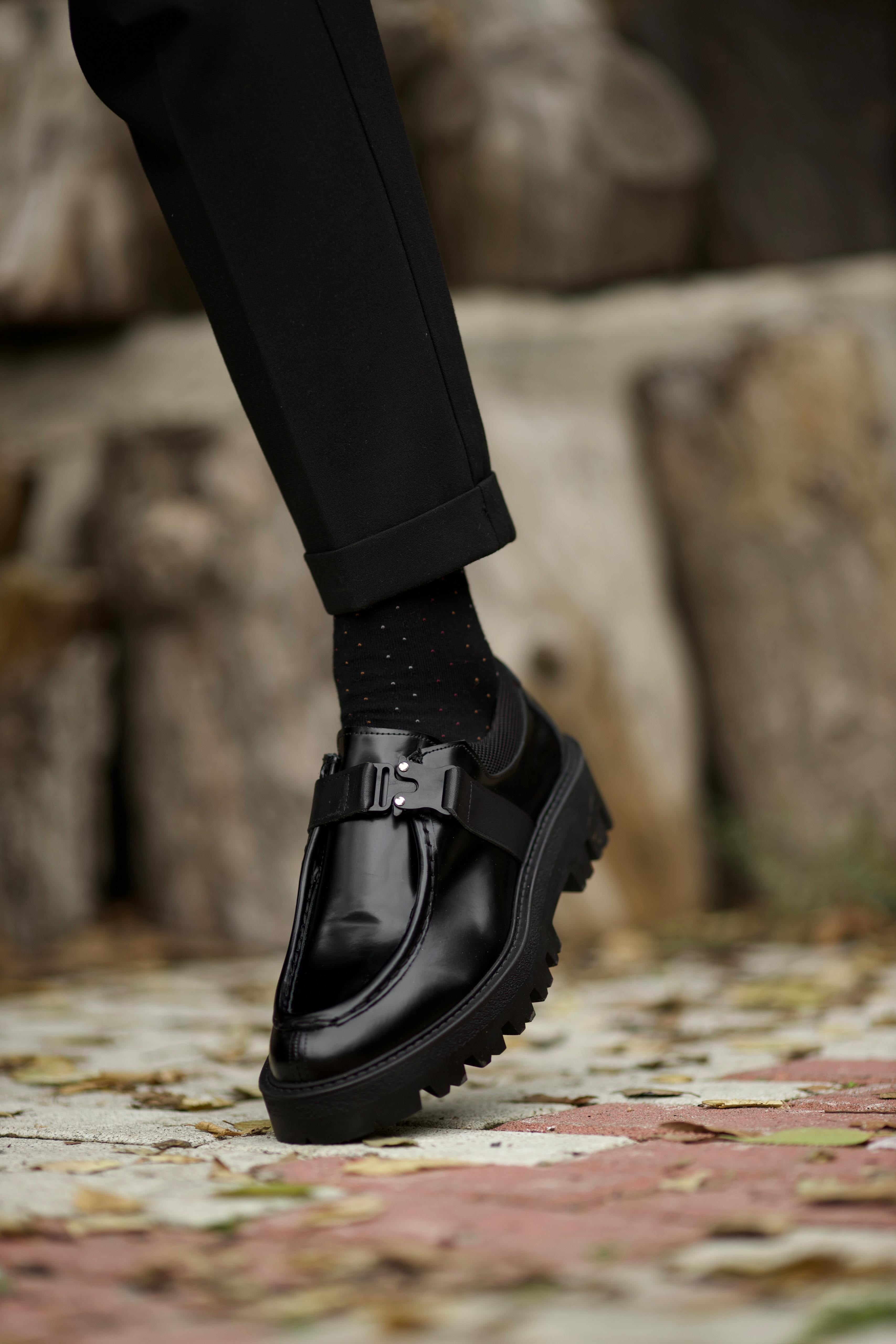Bojoni Levante Black Leather Loafer Shoes