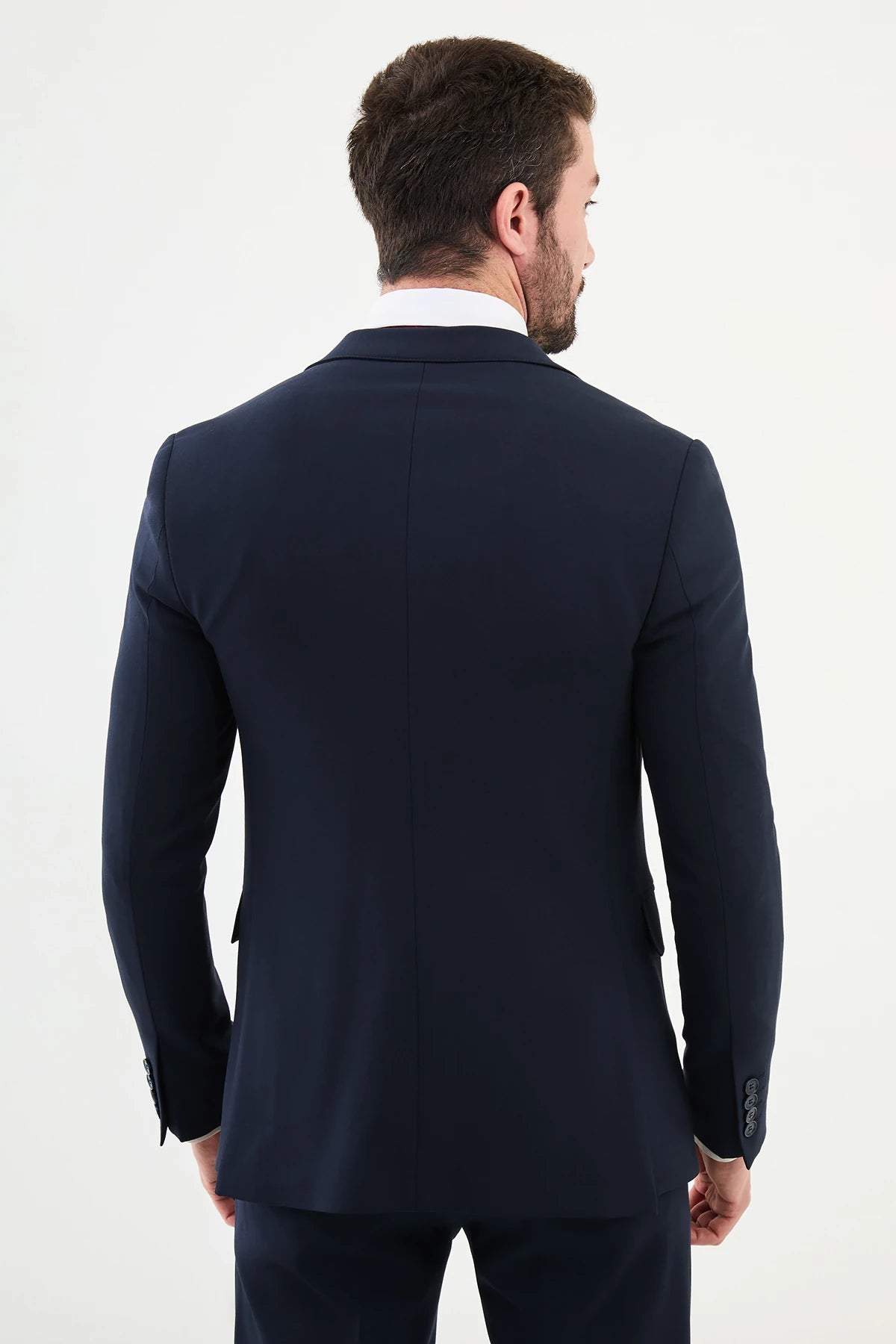 Bojoni Chicago Slim Fit Navy Blue Wool Suit