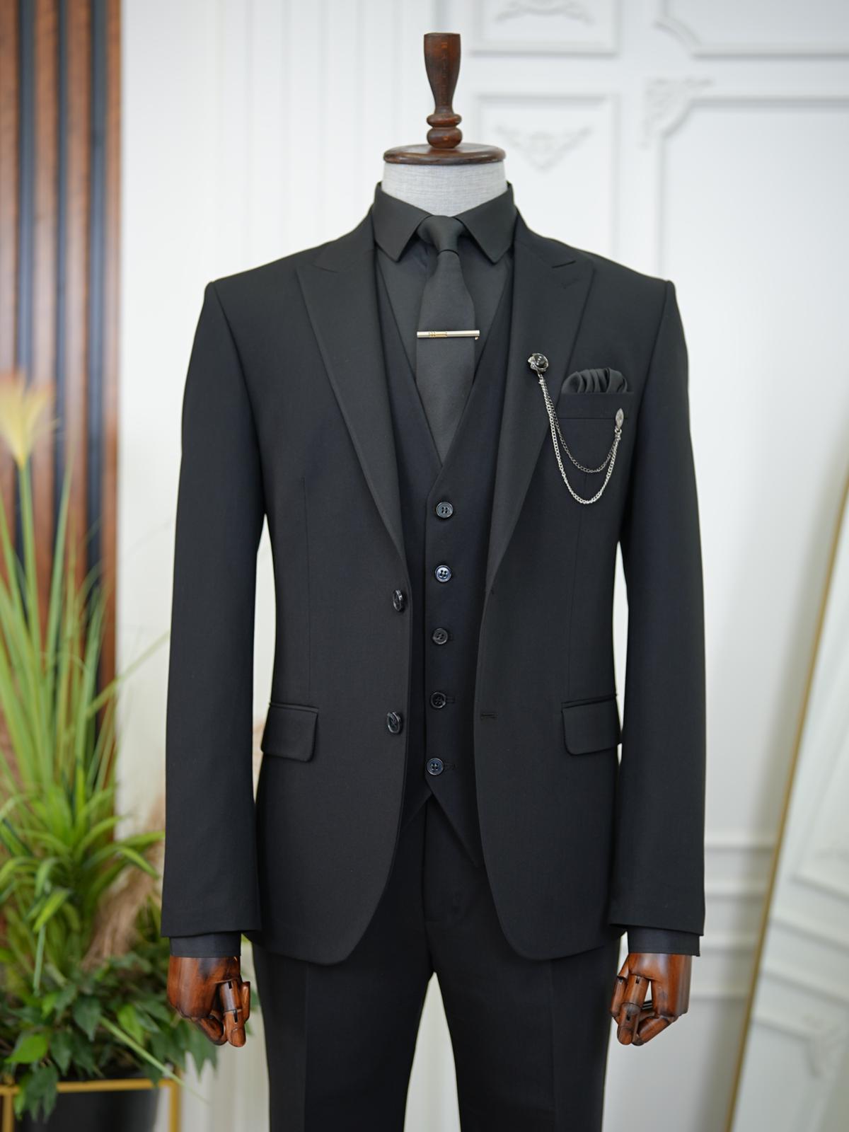 Bojoni Volterra Black  Slim Fit Suit