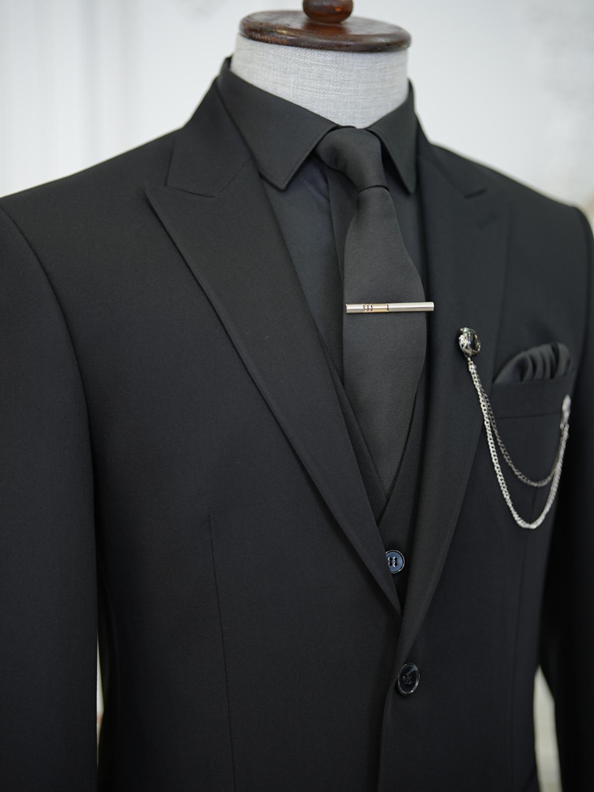 Bojoni Volterra Black  Slim Fit Suit