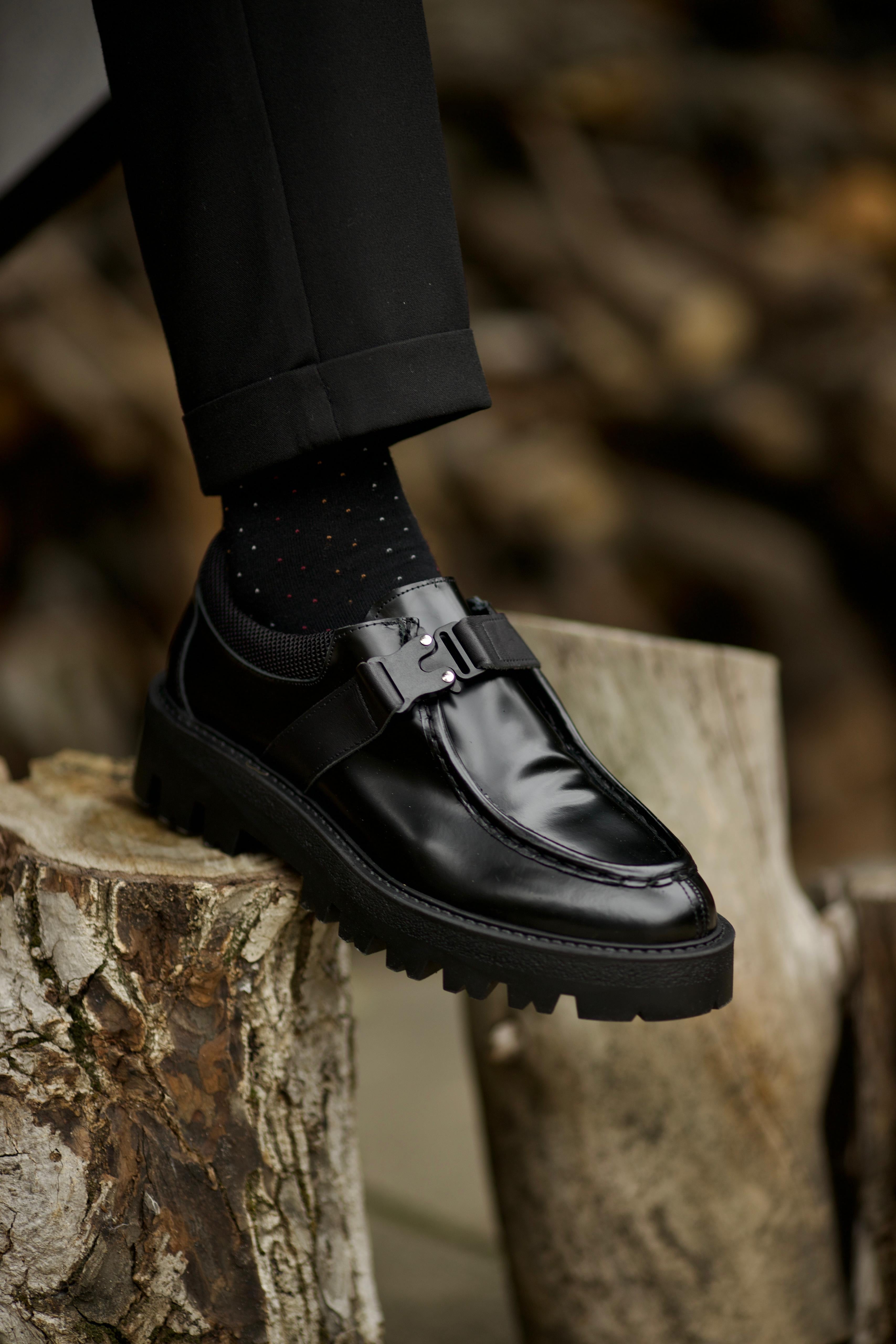 Bojoni Levante Black Leather Loafer Shoes