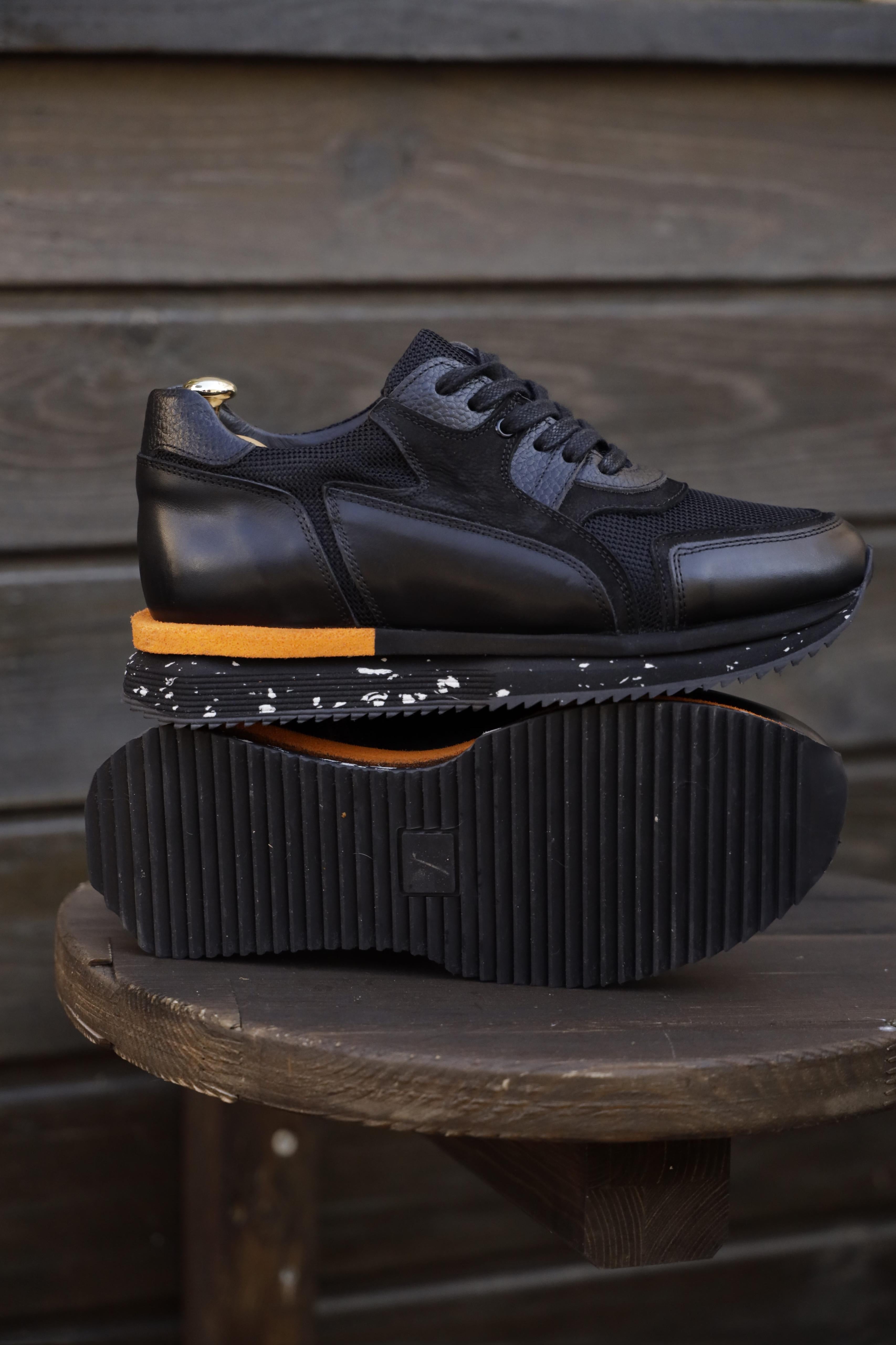 Bojoni Pineto Black Orange Striped  Shoes