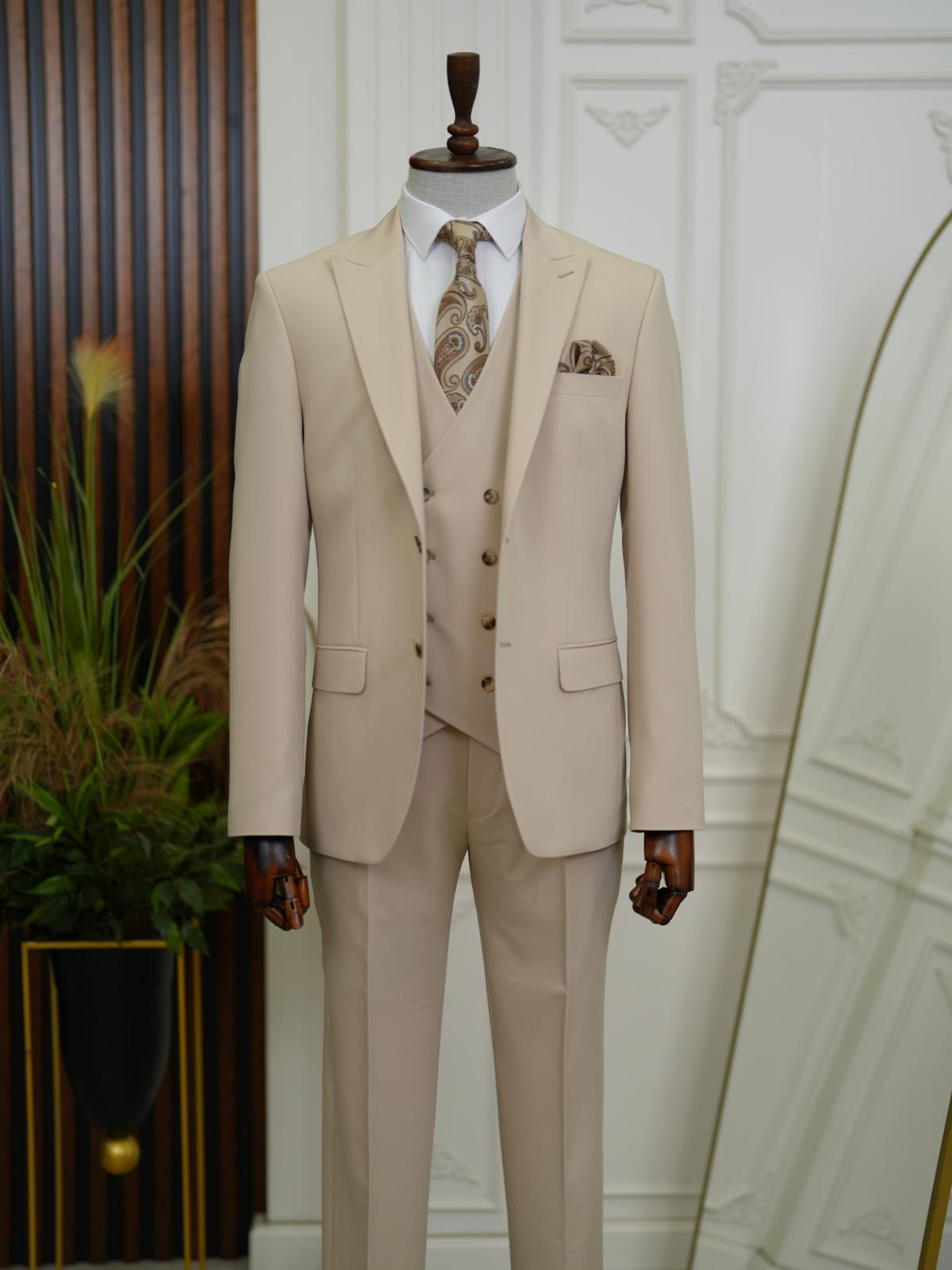 Bojoni Volterra Cream  Slim Fit Suit