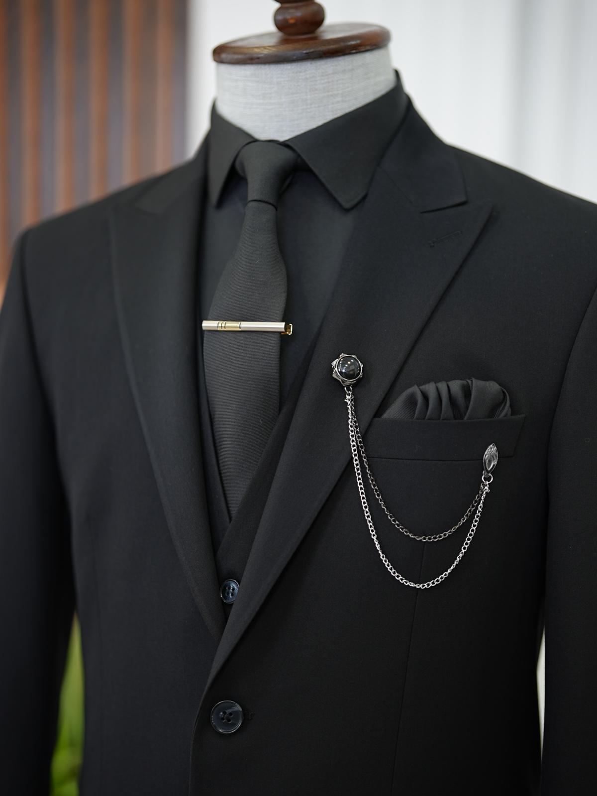 Bojoni Volterra Black  Slim Fit Suit