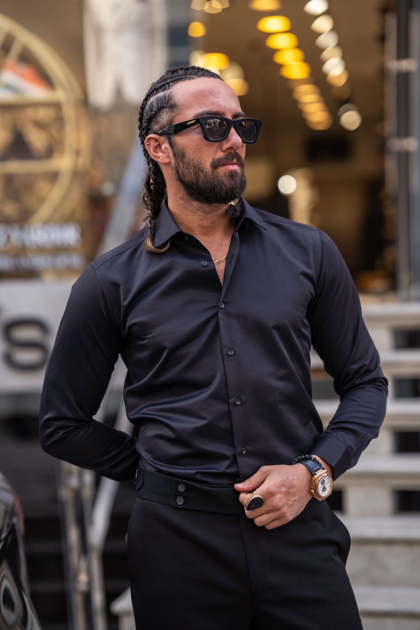 Bojoni Milford Black Slim Fit Buttoned Cotton Shirt