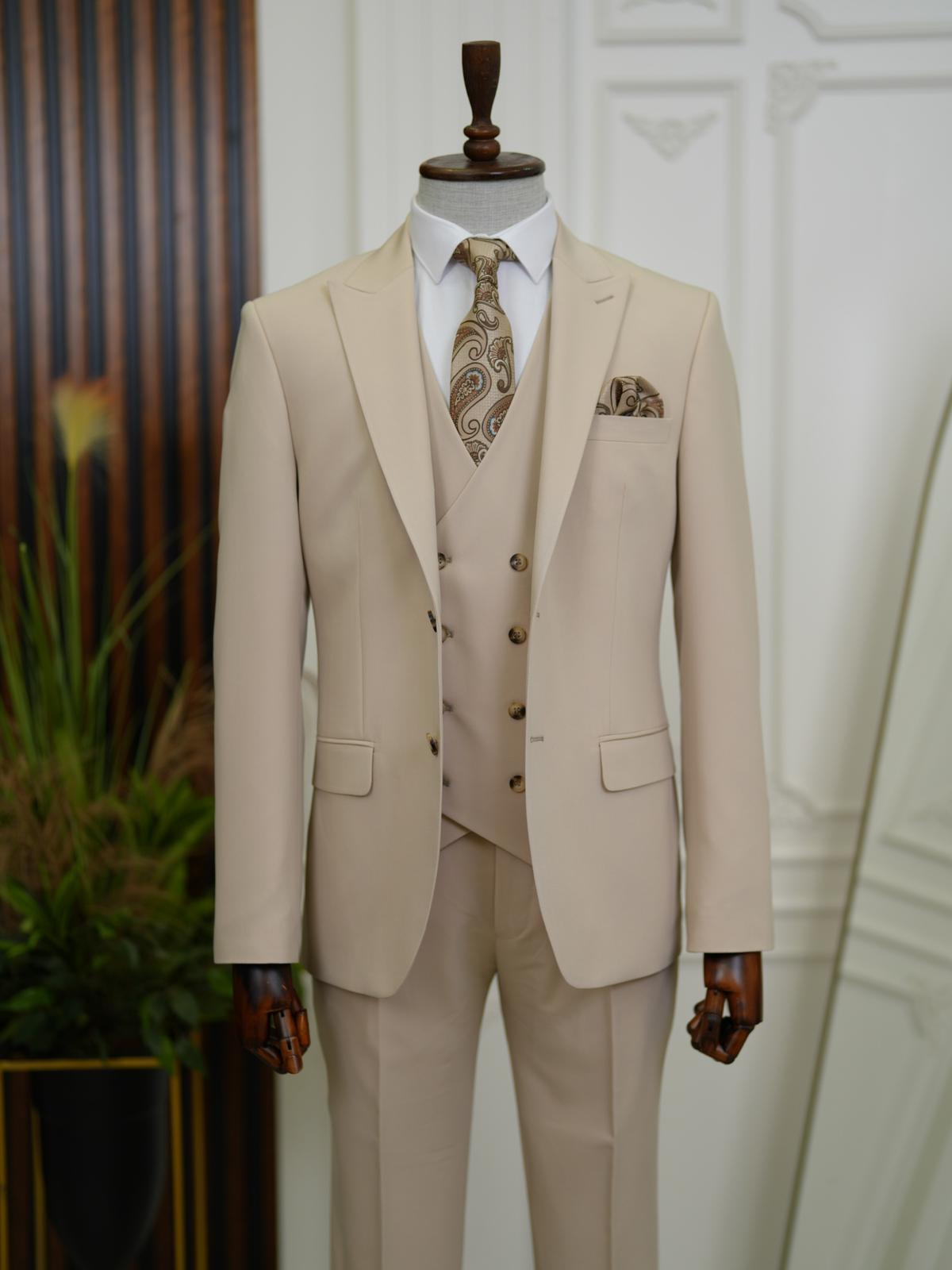 Bojoni Volterra Cream  Slim Fit Suit