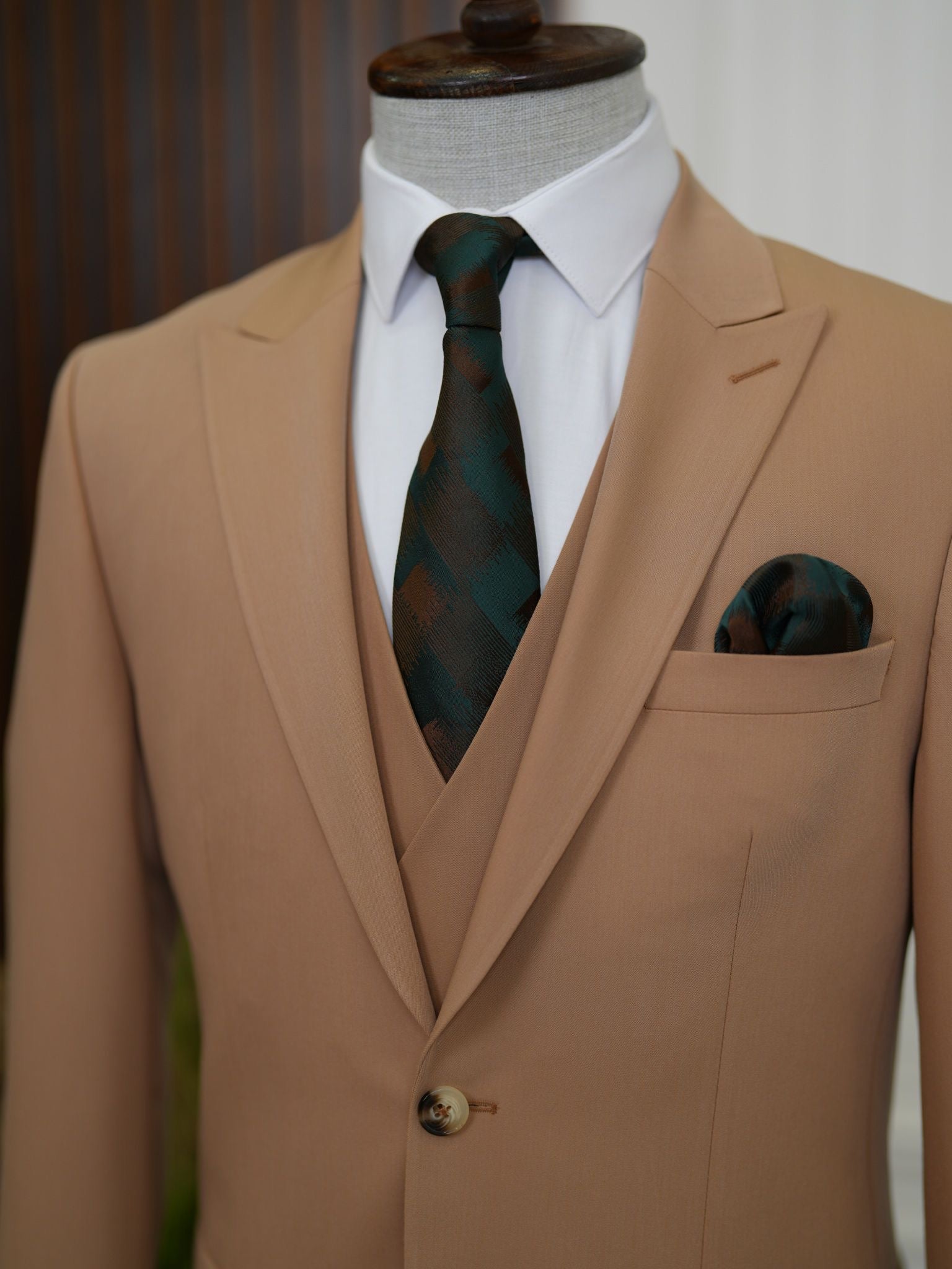 Bojoni Volterra Tan  Slim Fit Suit