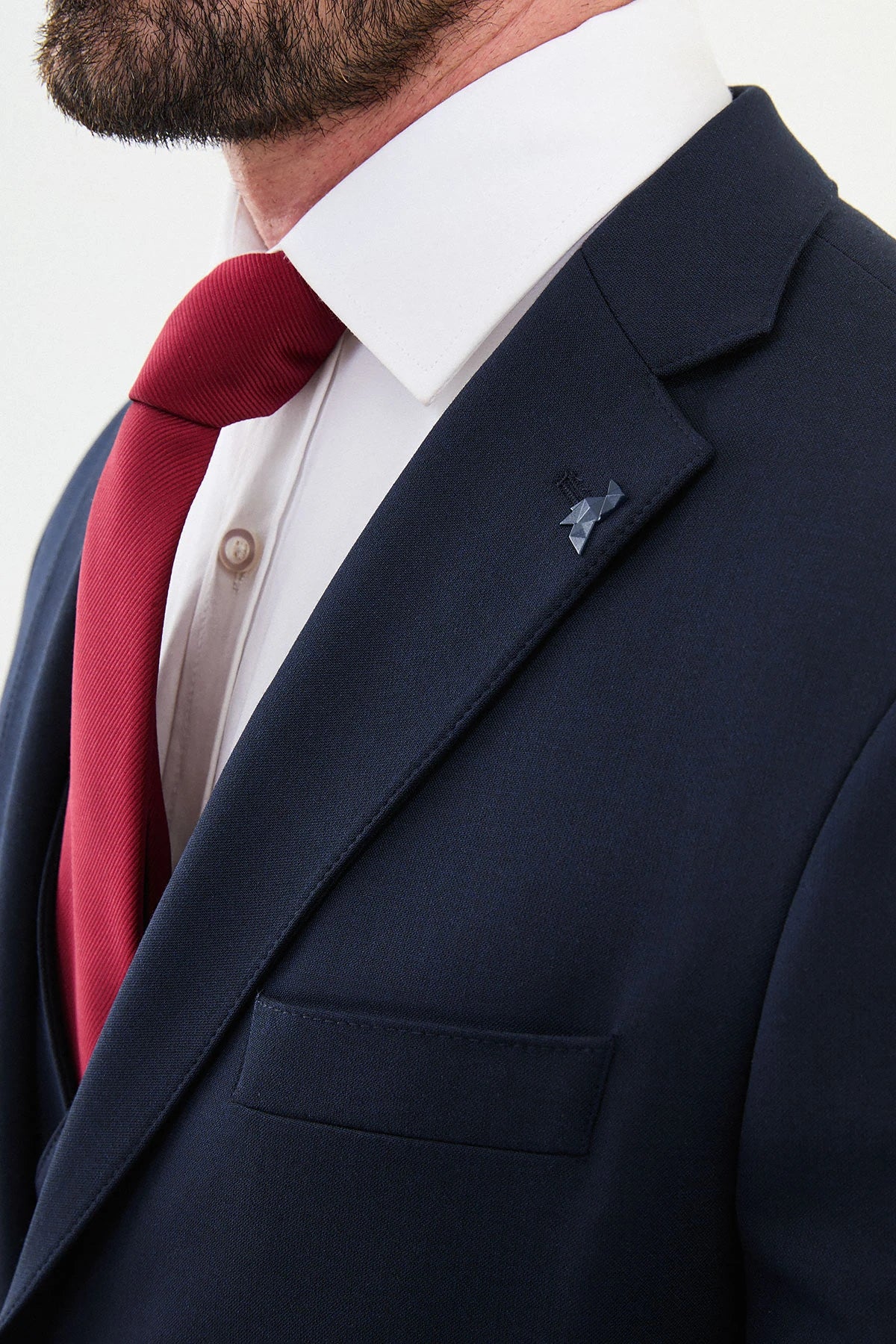 Bojoni Chicago Slim Fit Navy Blue Wool Suit