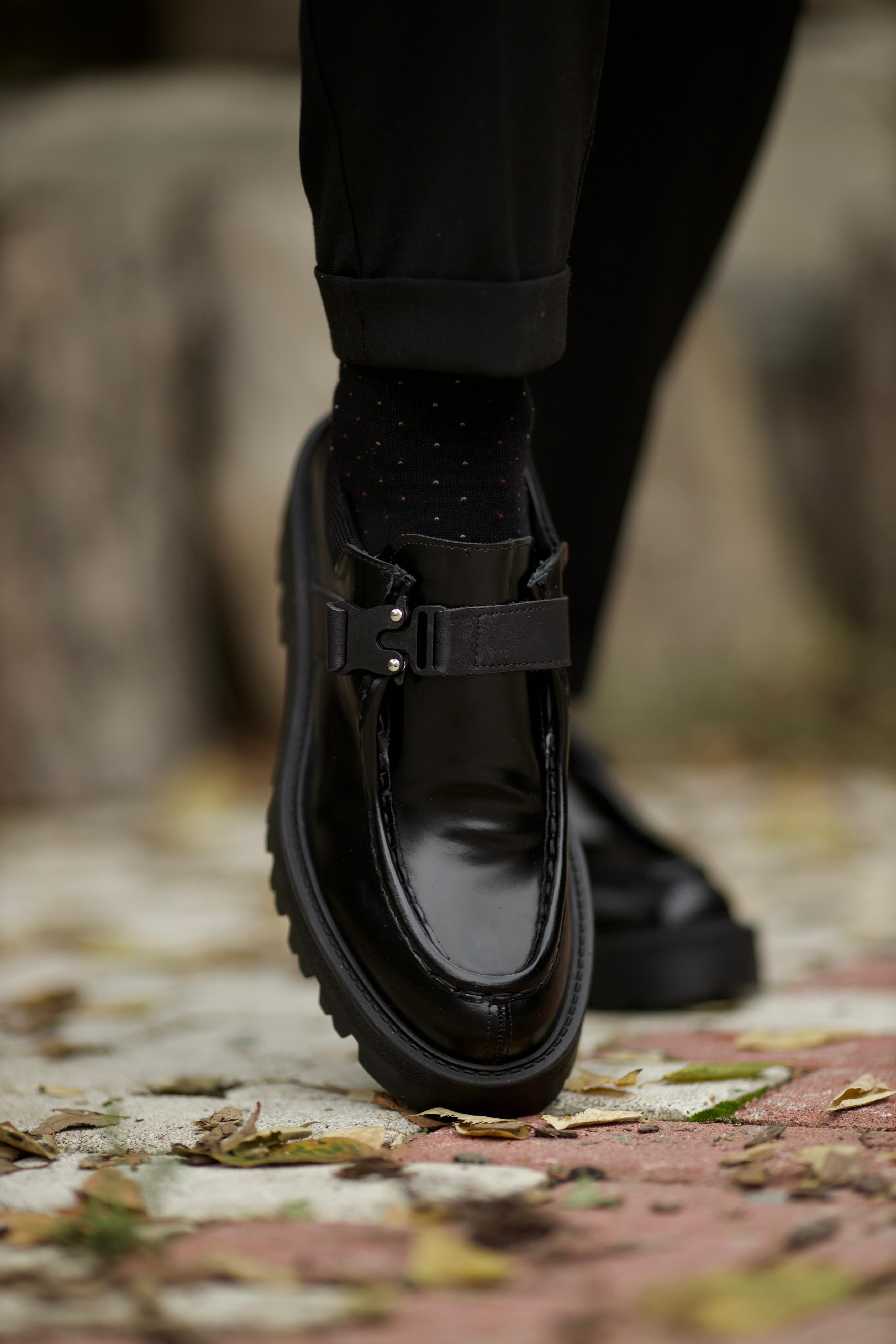 Bojoni Levante Black Leather Loafer Shoes