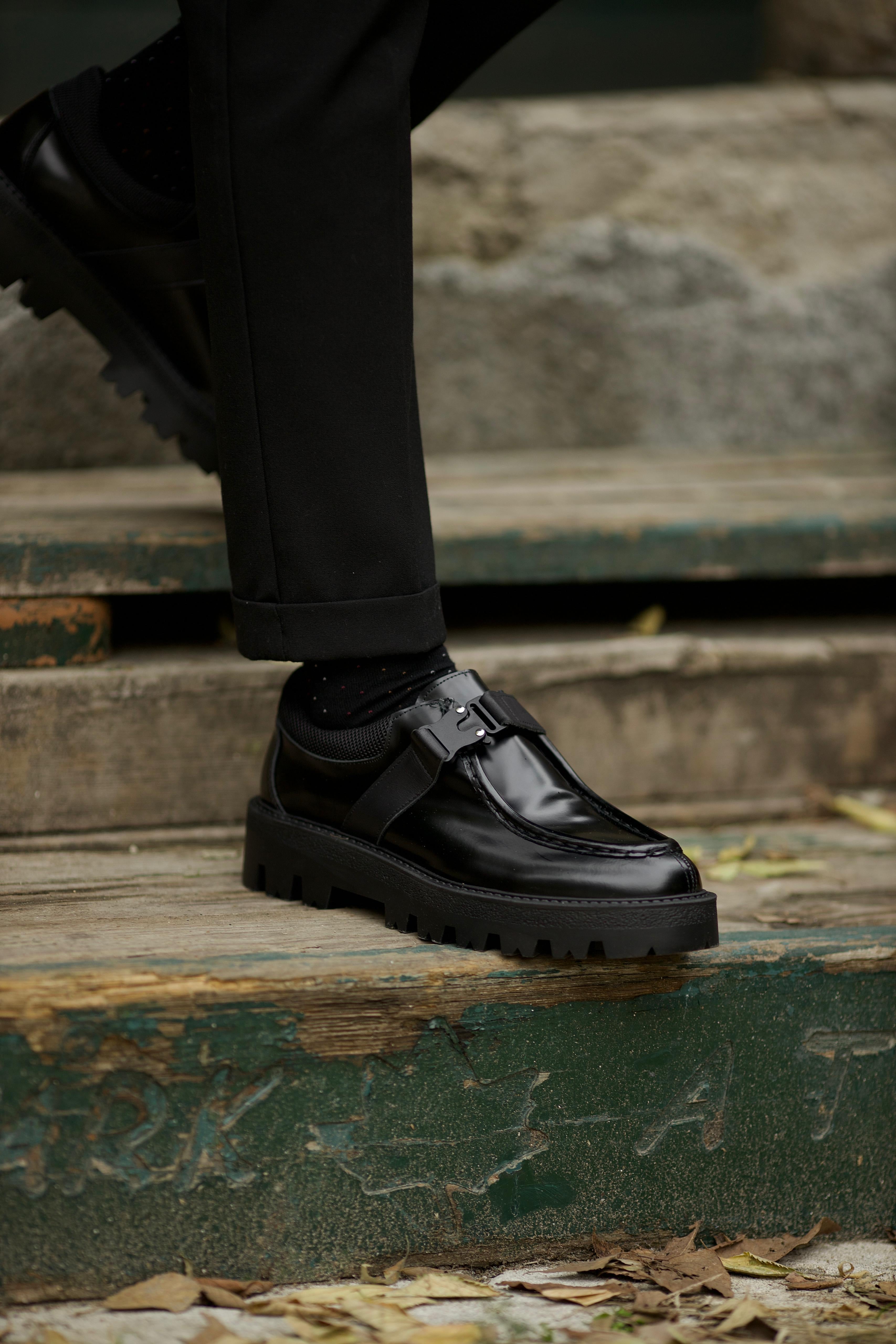 Bojoni Levante Black Leather Loafer Shoes