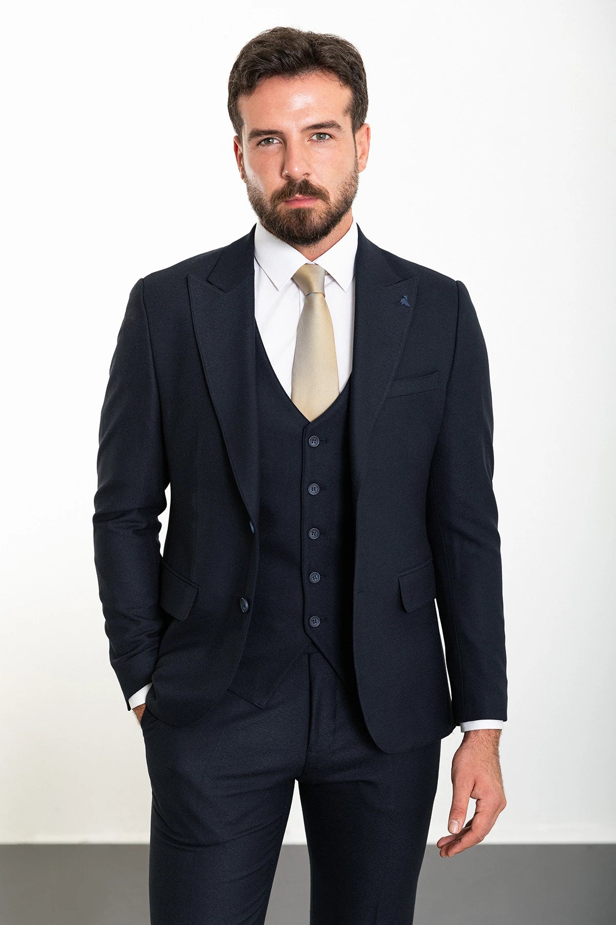 Bojoni Chicago Slim Fit Navy Blue Suit
