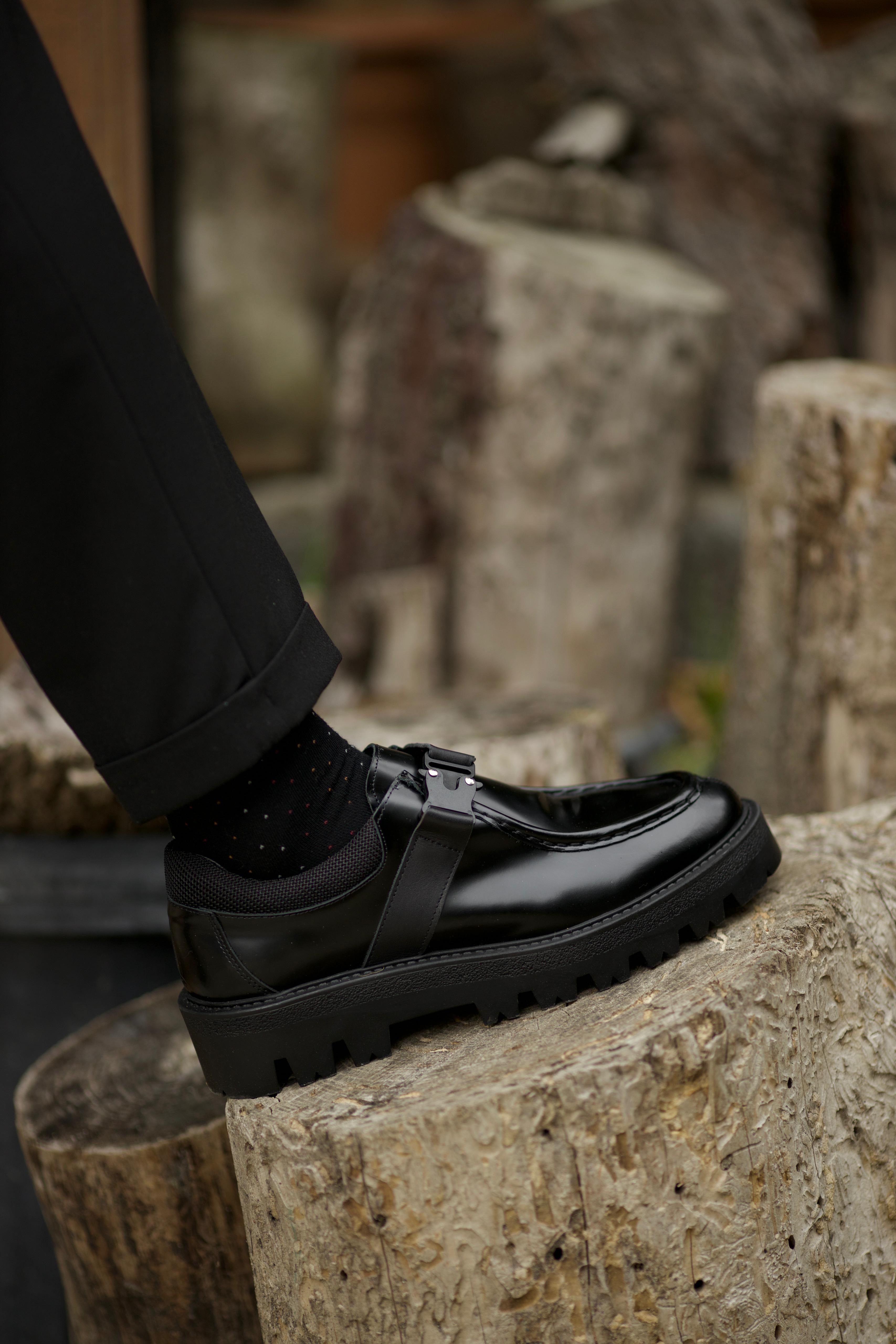 Bojoni Levante Black Leather Loafer Shoes