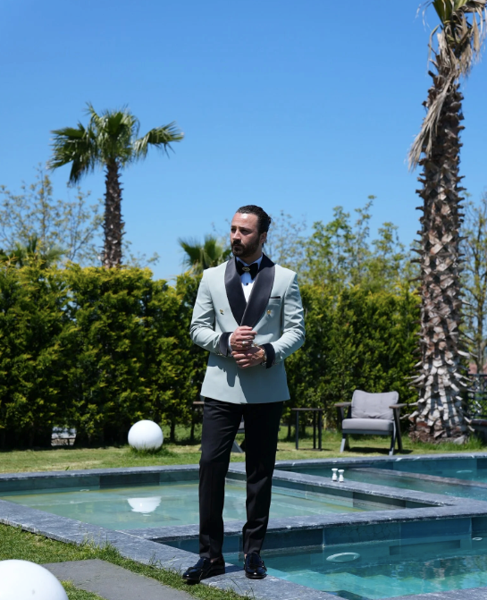 Bojoni Gatsby Double Breasted Shawl Collar Mint Tuxedo