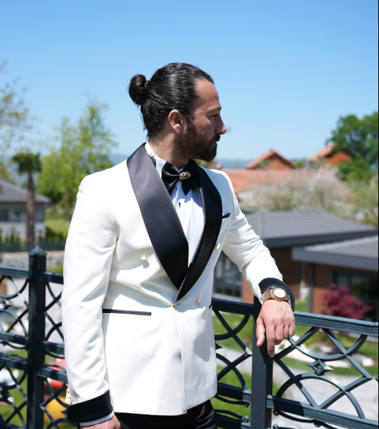 Bojoni Gatsby Double Breasted Shawl Collar White Tuxedo