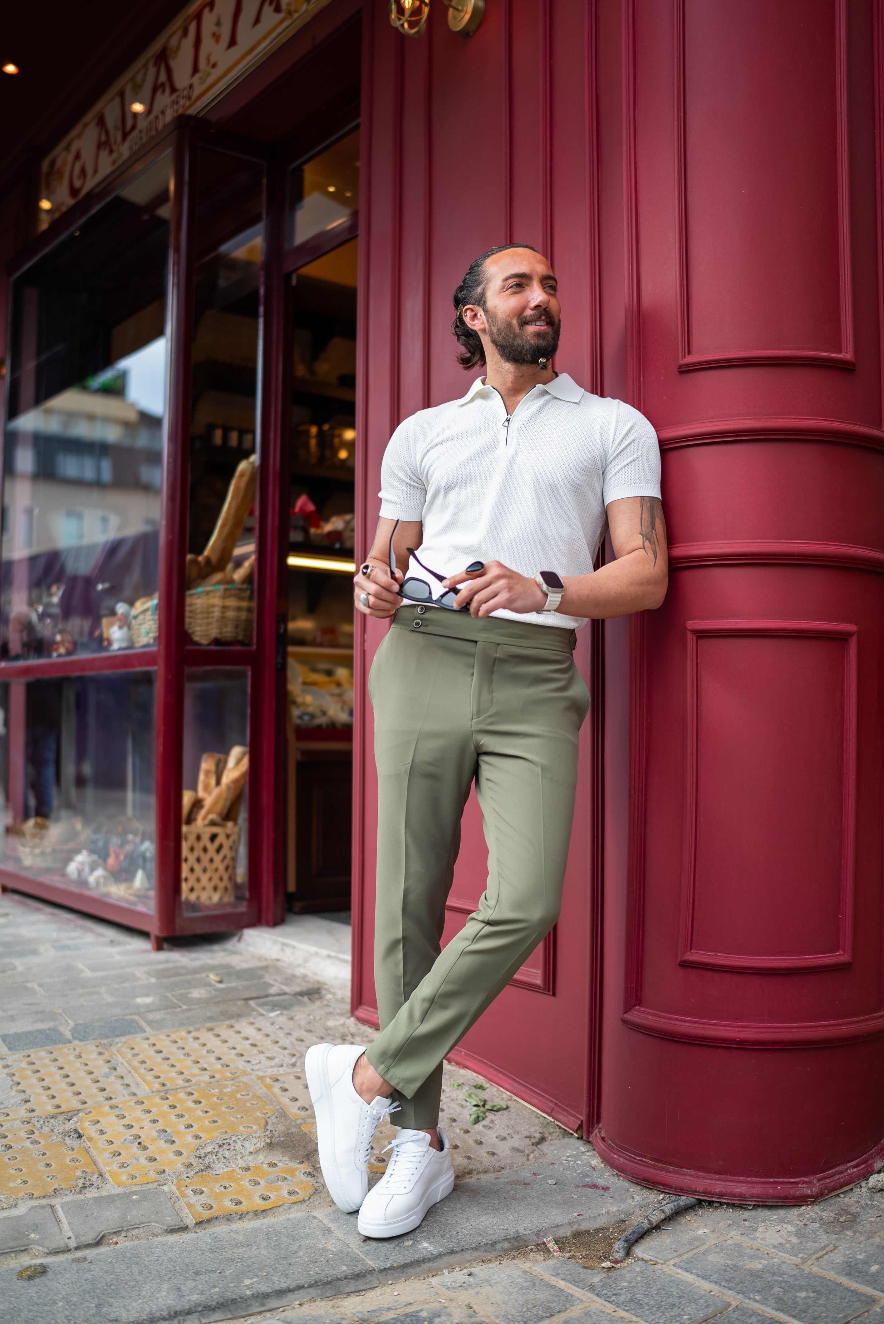 Bojoni Bath Green Slim Fit Chino Pants