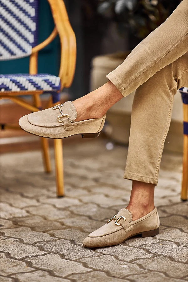 Bojoni Bravo Beige Suede Horsebit Loafers