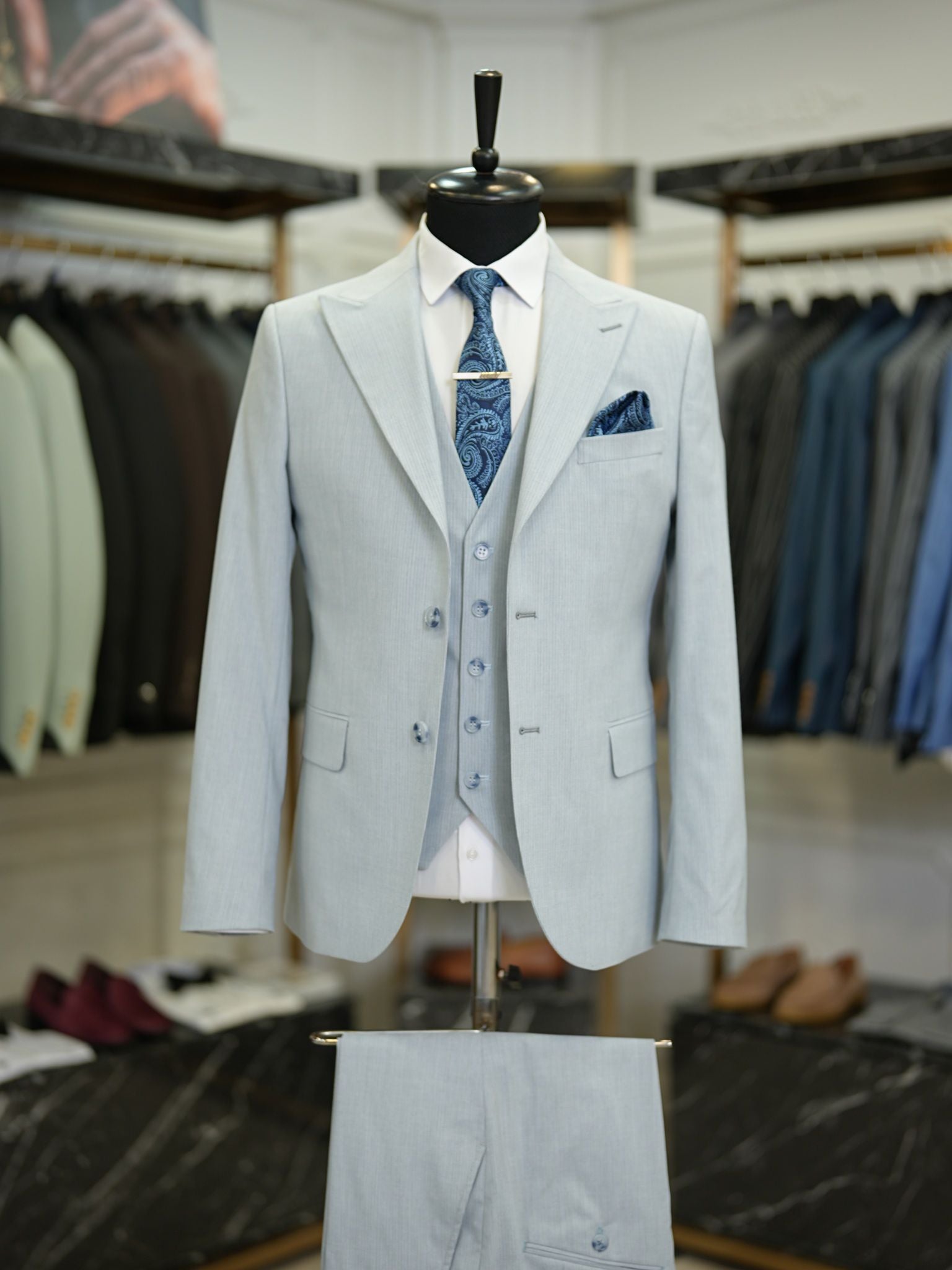 Bojoni Maison Sky Blue  Slim Fit Suit