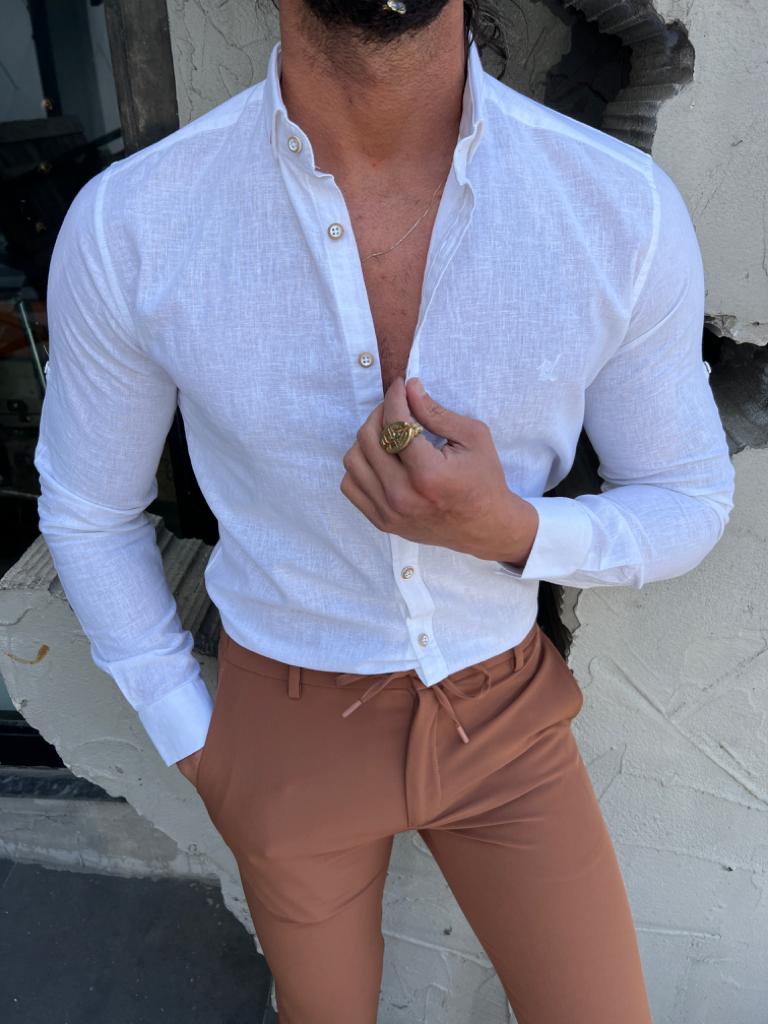 Margi Slim Fit Botton Collared White Shirt