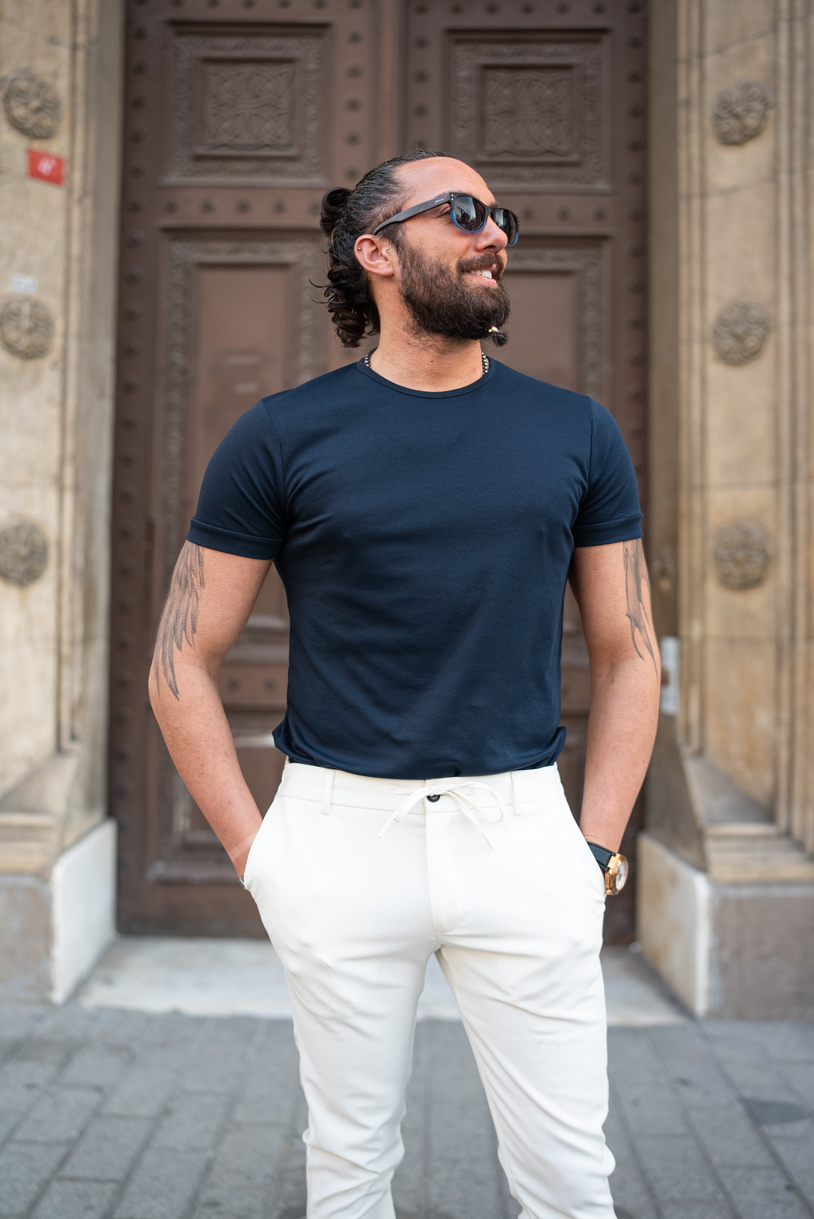 Bojoni Doral White Slim Fit Pants