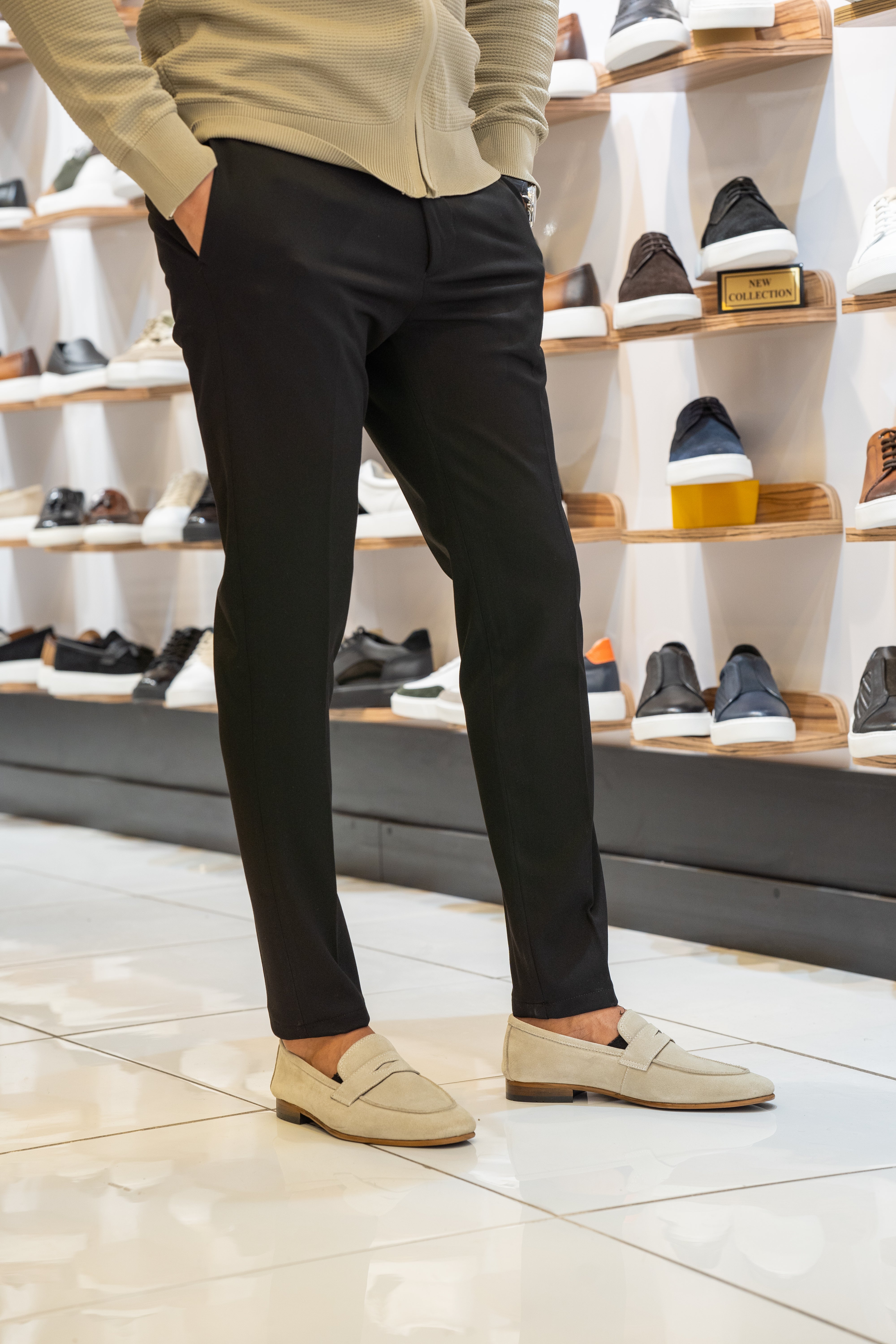 Bojoni Bath Black Slim Fit Chino Pants