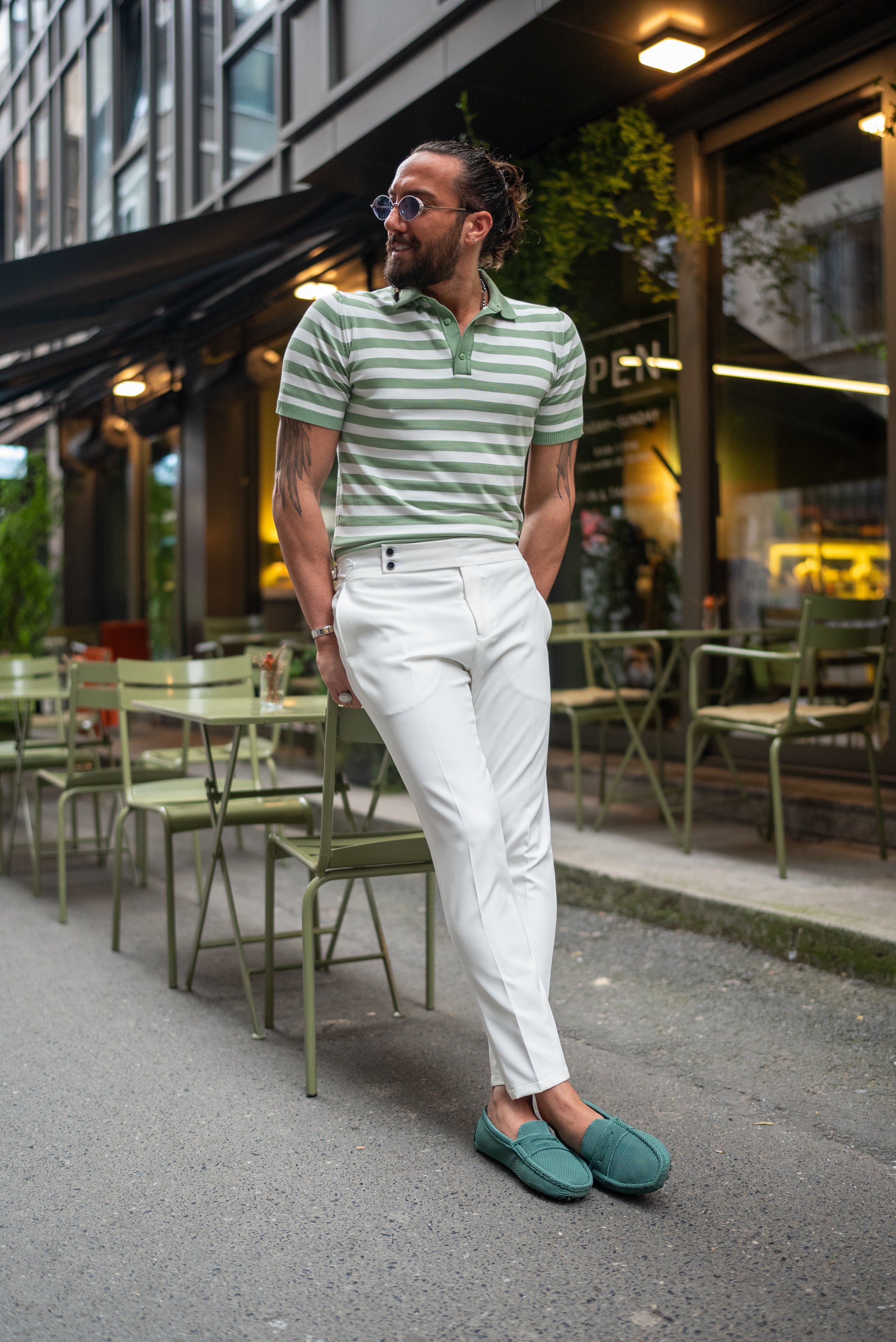 Bojoni Bath White Slim Fit Chino Pants