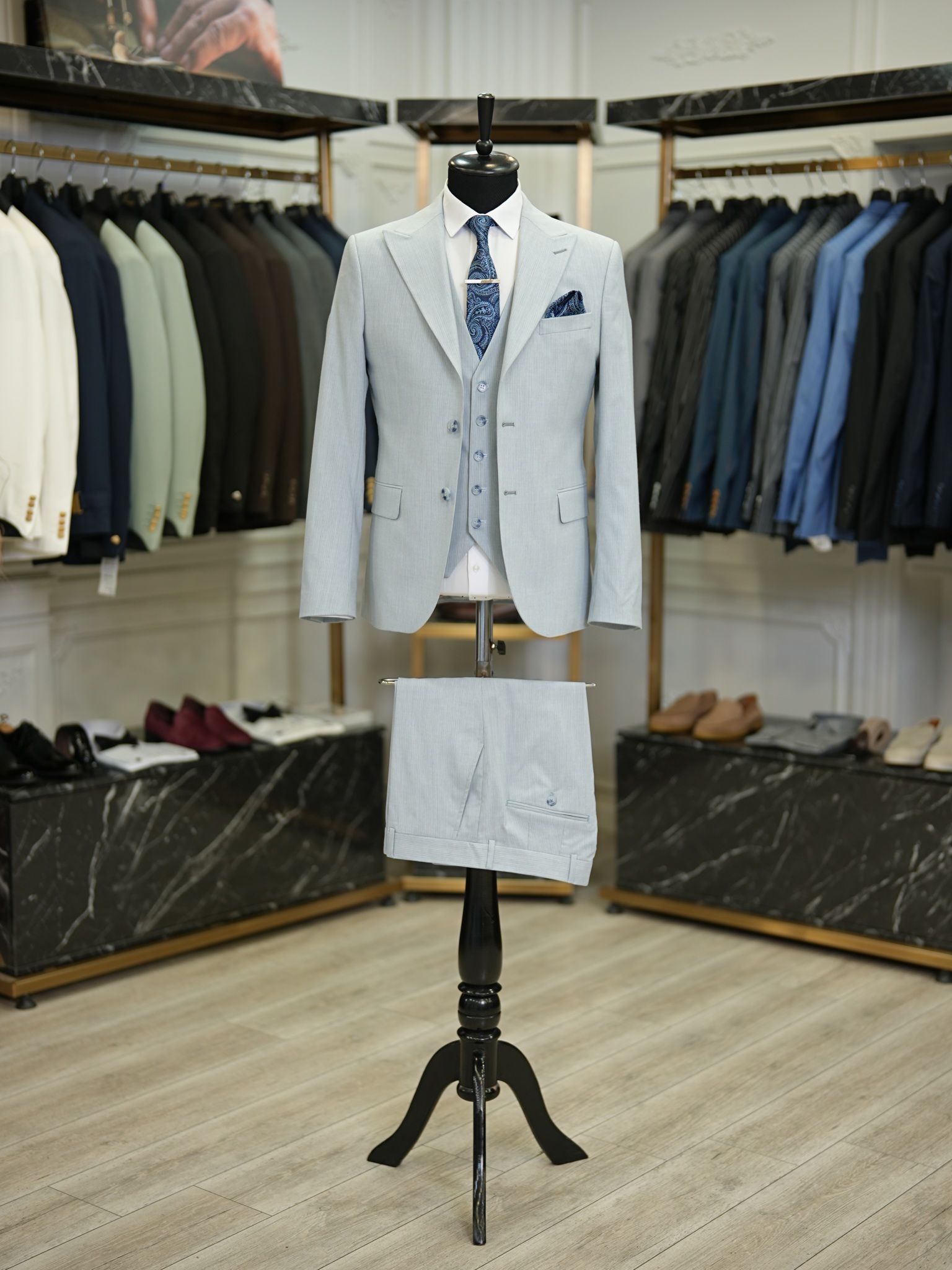 Bojoni Maison Sky Blue  Slim Fit Suit