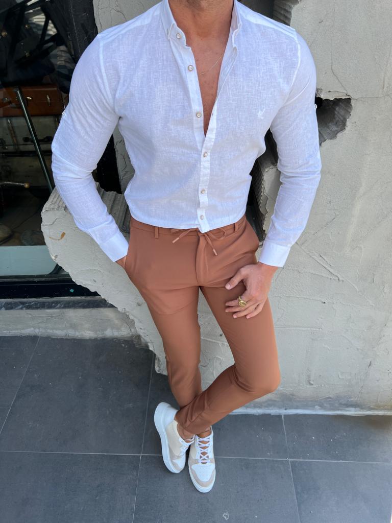 Margi Slim Fit Botton Collared White Shirt