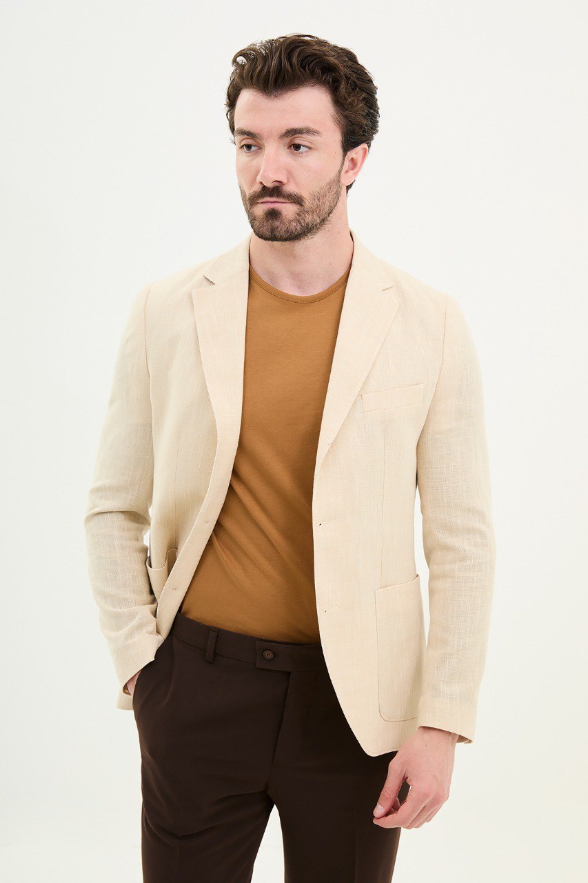 Bojoni Torretta Slim Fit Beige Blazer