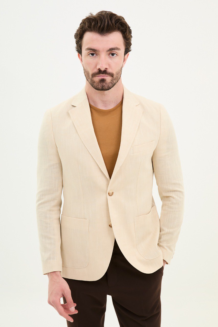 Bojoni Torretta Slim Fit Beige Blazer