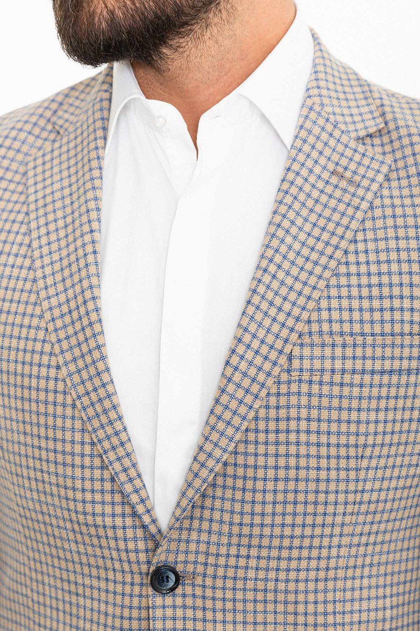 Bojoni Torretta Slim Fit Grey Plaid Blazer