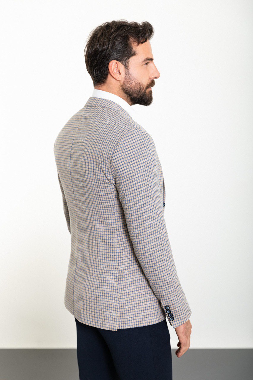 Bojoni Torretta Slim Fit Grey Plaid Blazer