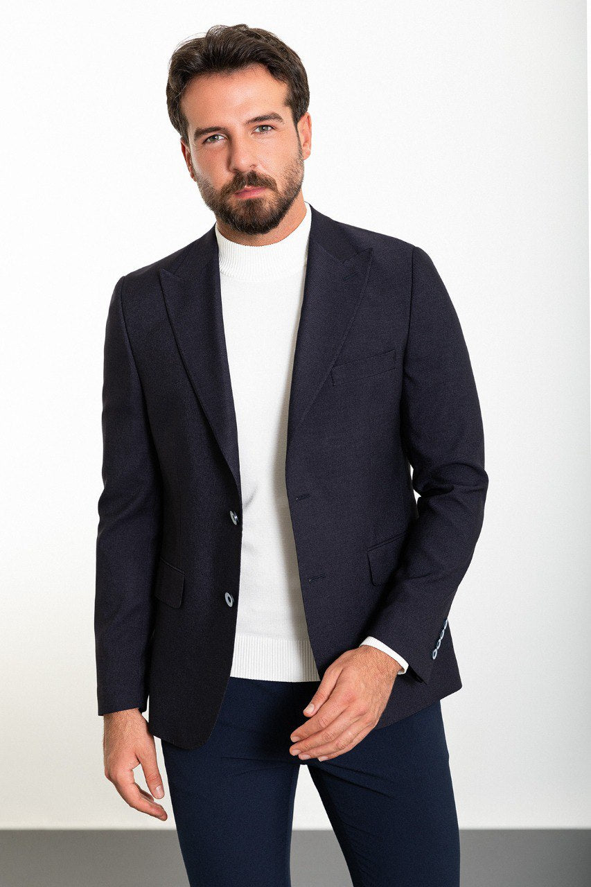 Bojoni Torretta Slim Fit Navy Blue Blazer