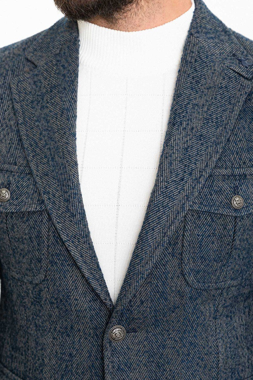 Bojoni Torretta Slim Fit Blue Blazer