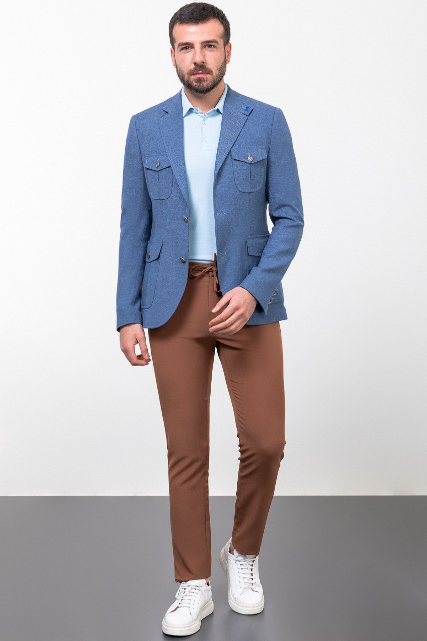 Bojoni Torretta Slim Fit Blue Blazer