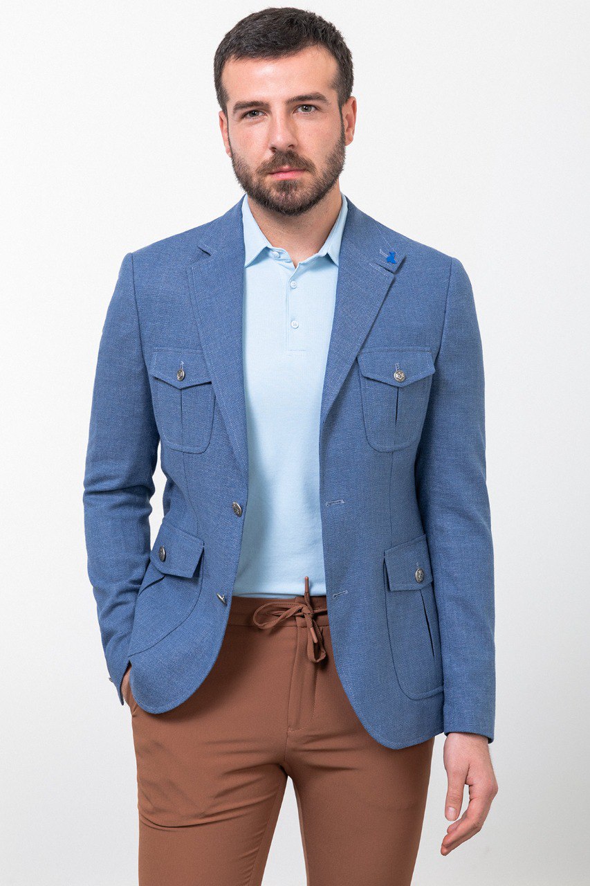 Bojoni Torretta Slim Fit Blue Blazer