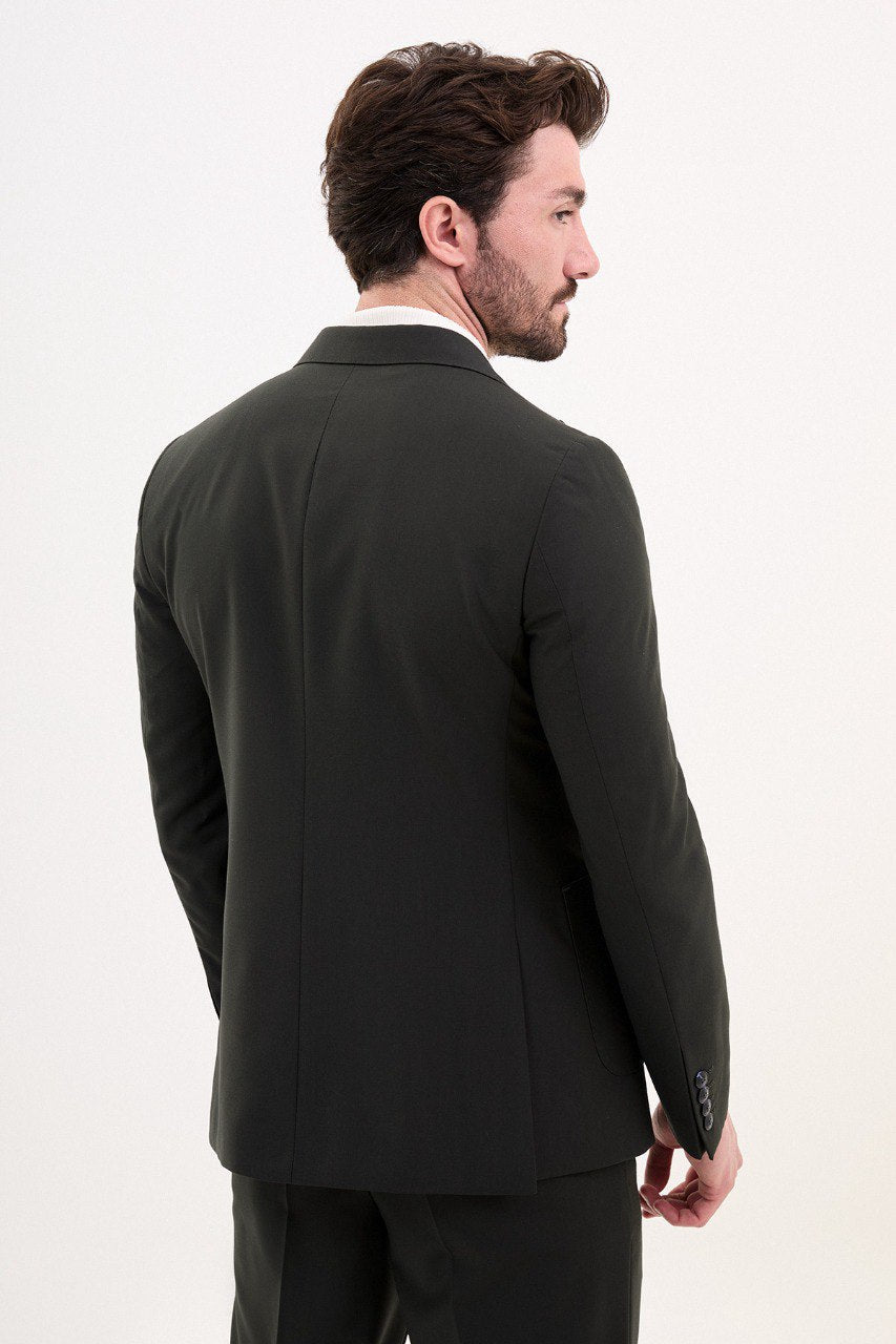 Bojoni Pezza Slim Fit Black Double Breasted Blazer