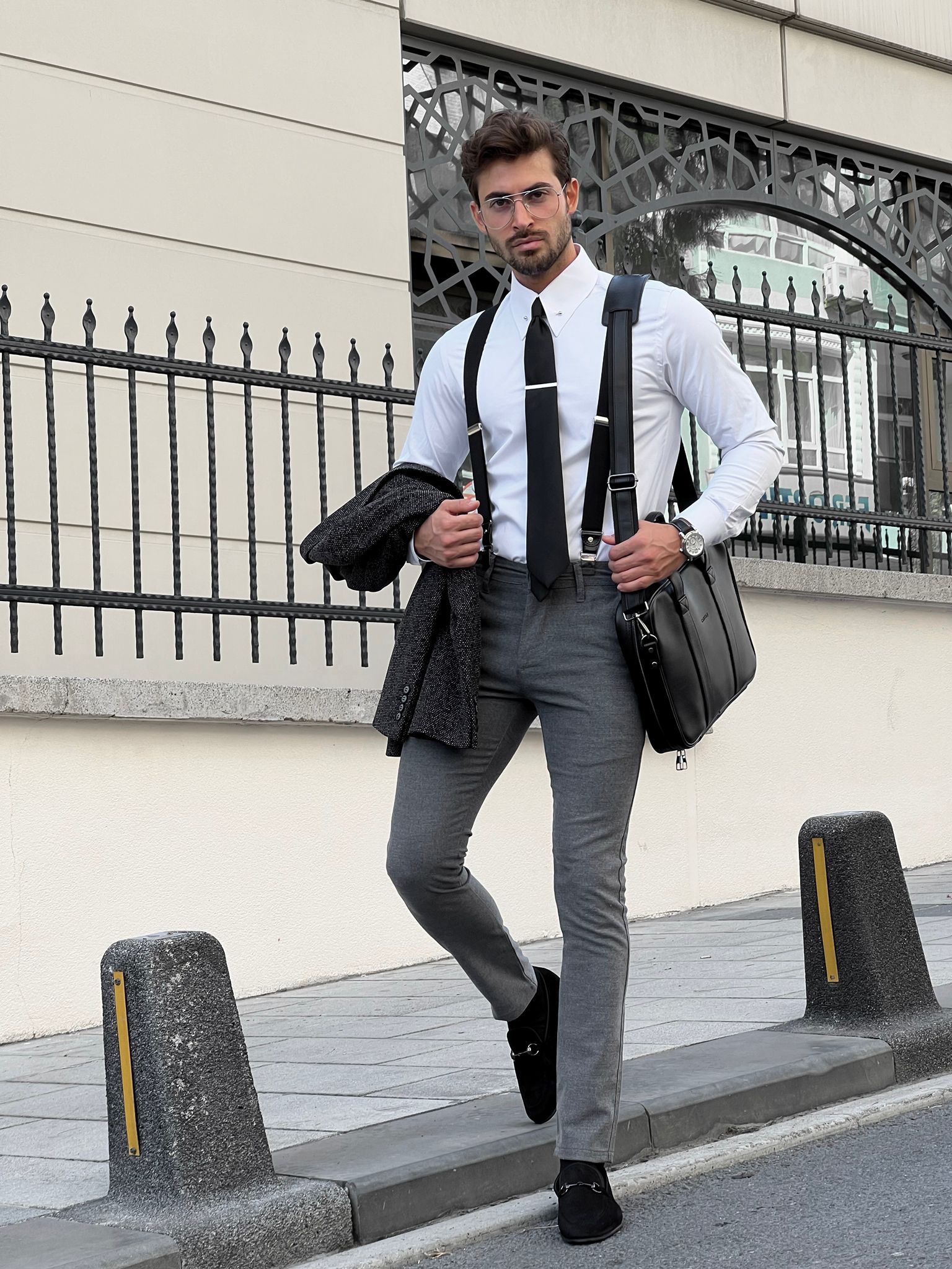 Bojoni Astoria Slim Fit Metal Buttoned Cotton White Shirt