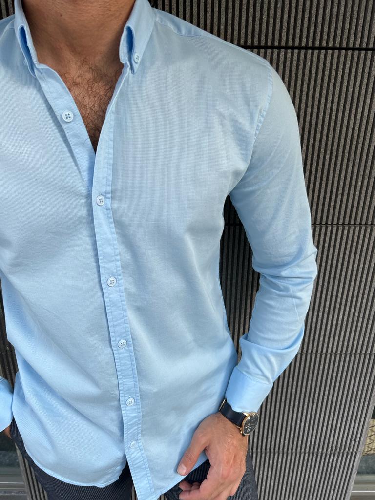 Giovanni Mannelli Slim Fit Blue Italian Fit Shirt