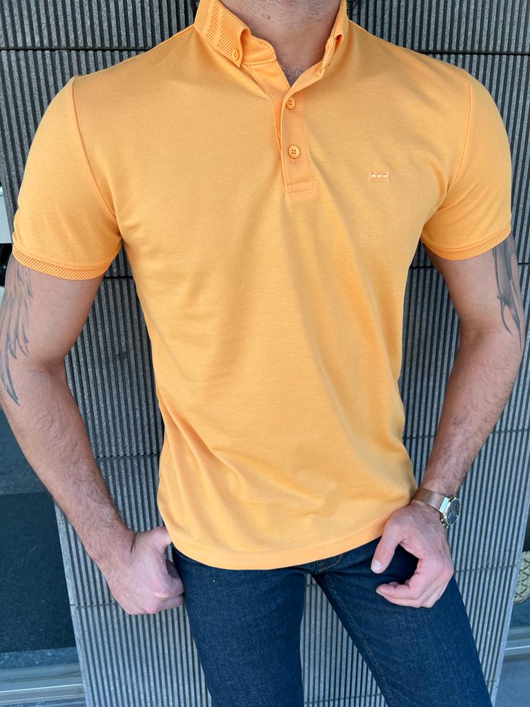 Giovanni Mannelli Slim Fit Yellow Polo tees