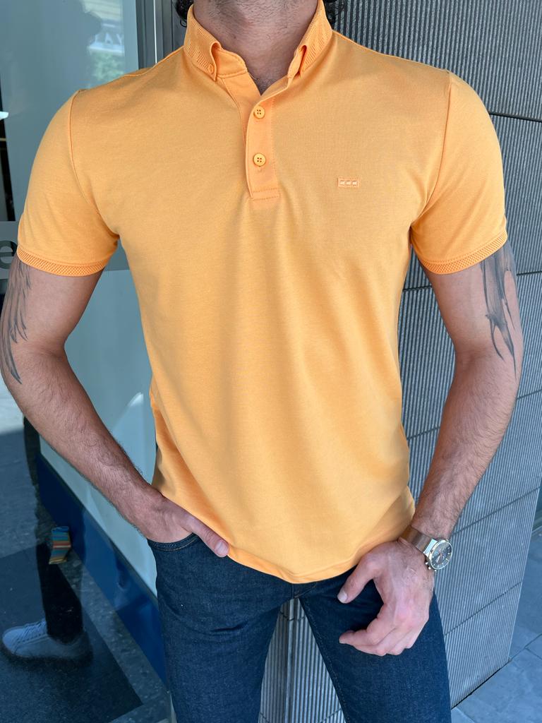 Giovanni Mannelli Slim Fit Yellow Polo tees