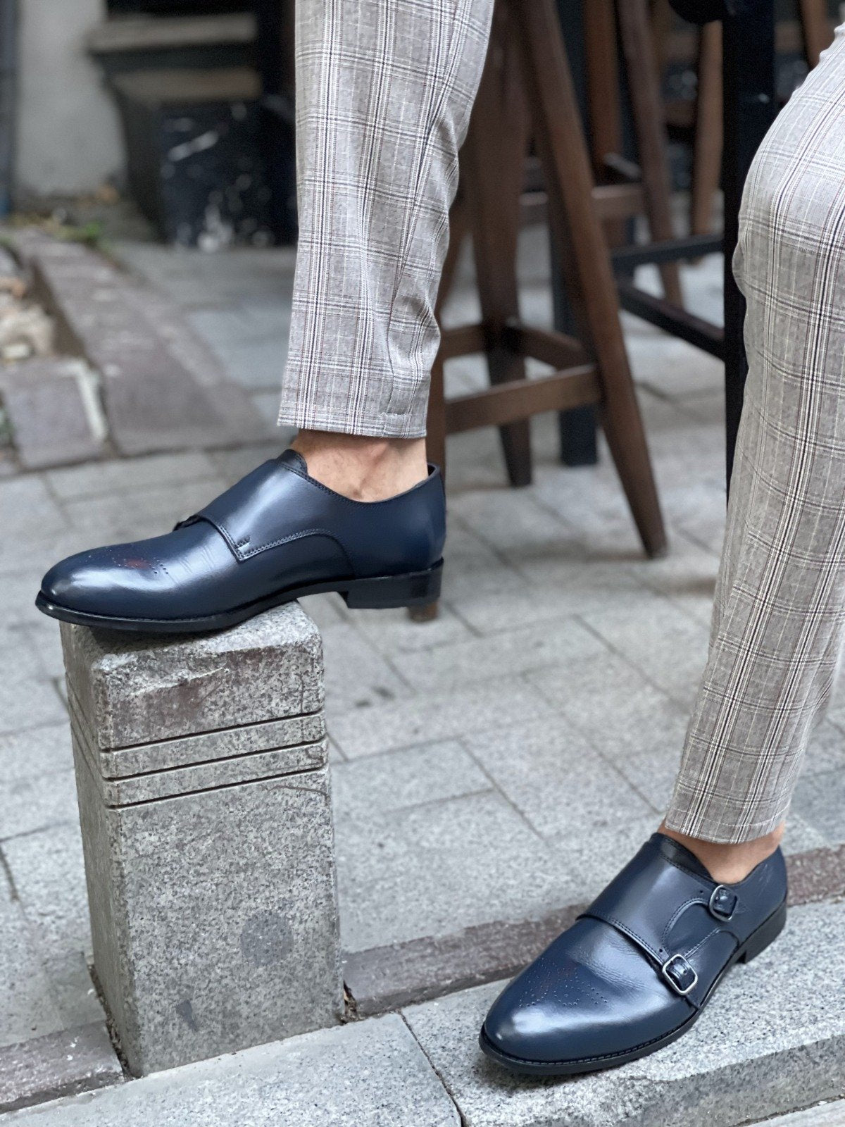 Bojo Navy Blue Neolite Buckled Leather Shoes-baagr.myshopify.com-shoes2-BOJONI