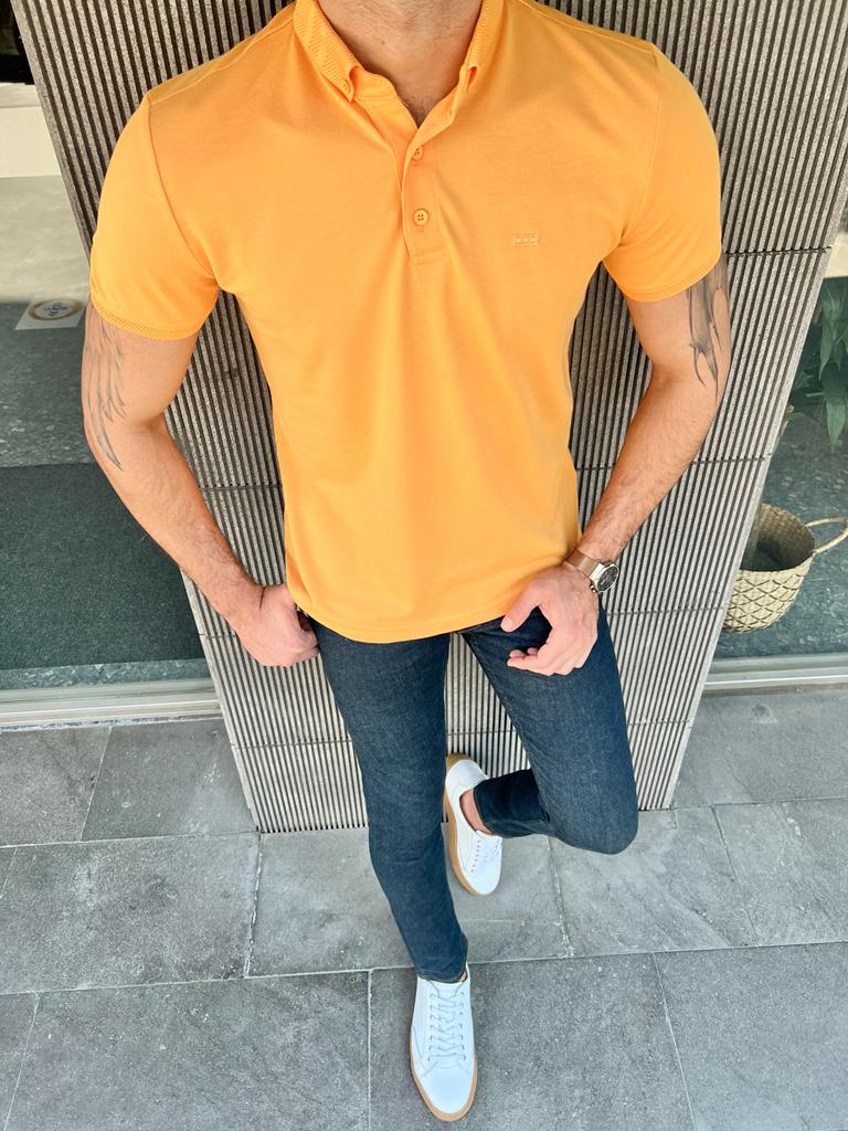 Giovanni Mannelli Slim Fit Yellow Polo tees
