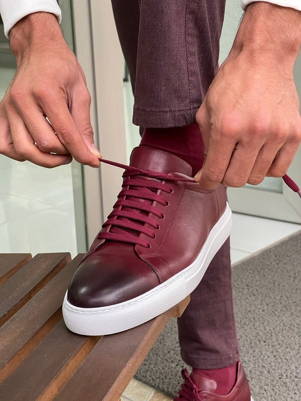 Argeli Burgundy Lace-Up Mid-Top Sneakers-baagr.myshopify.com-shoes2-BOJONI