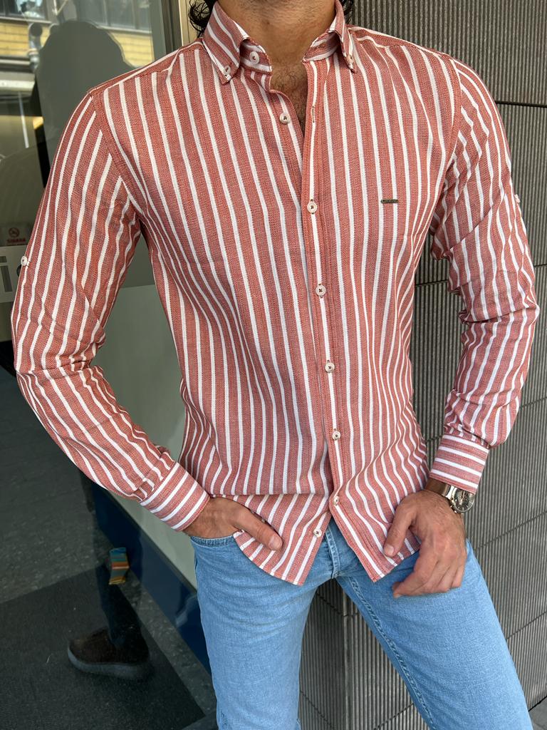 Giovanni Mannelli Slim Fit Tile Striped Shirt