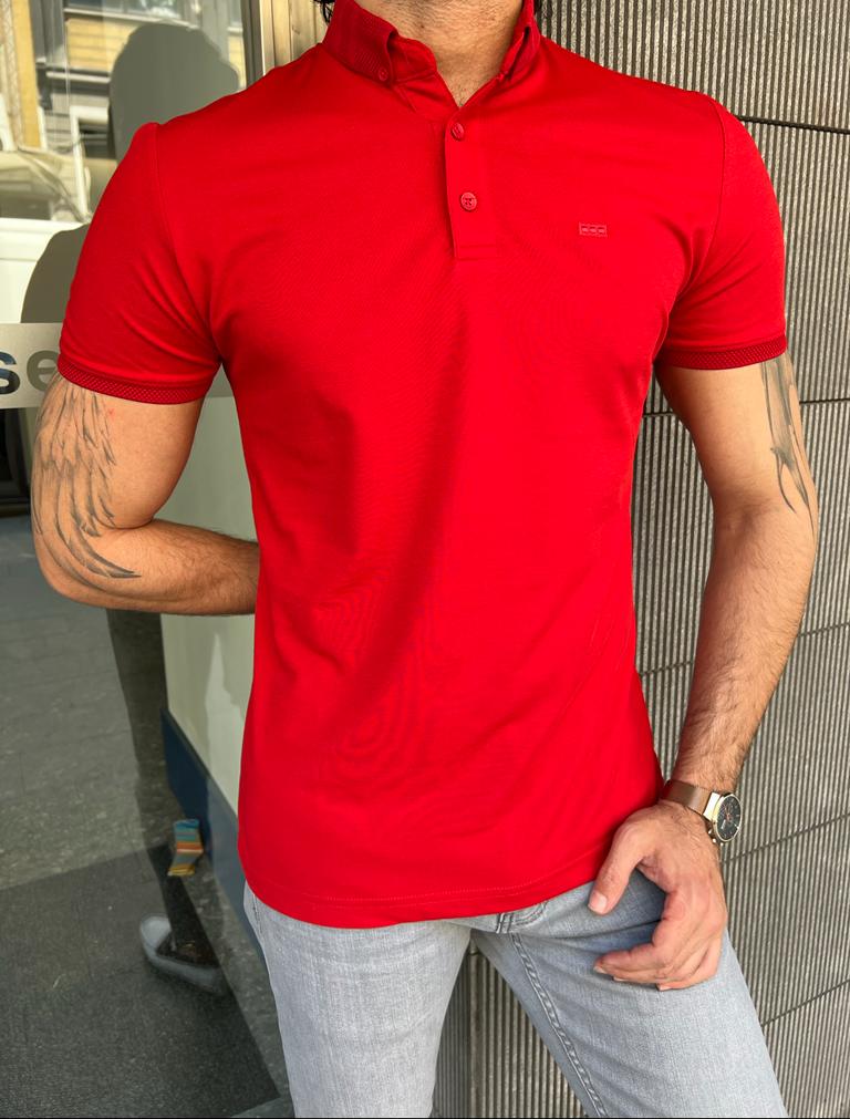 Giovanni Mannelli Slim Fit Red Polo Tees
