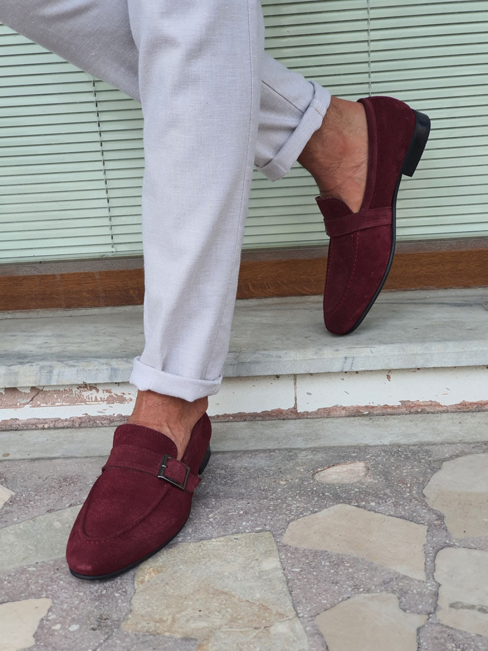 Henderson Claret Red Suede Buckle Loafers-baagr.myshopify.com-shoes2-brabion