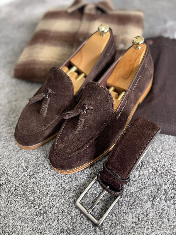 Bojo Brown Suede Tassel Loafers-baagr.myshopify.com-shoes2-BOJONI