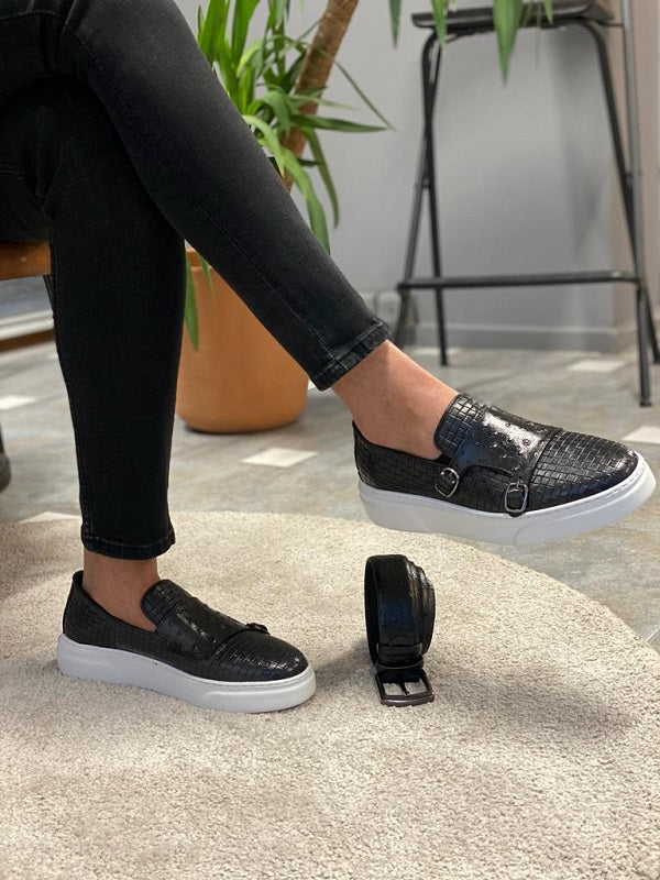 Bojoni Black Woven Leather Monk Strap Loafers-baagr.myshopify.com-shoes2-BOJONI