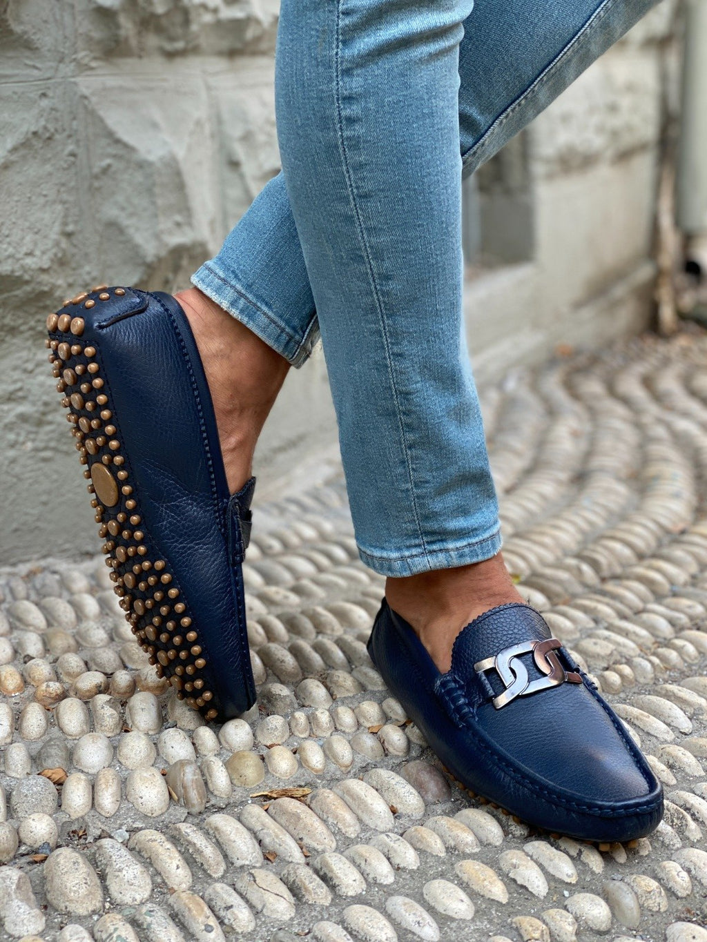 Bojo Buckled Leather Navy Loafer-baagr.myshopify.com-shoes2-BOJONI